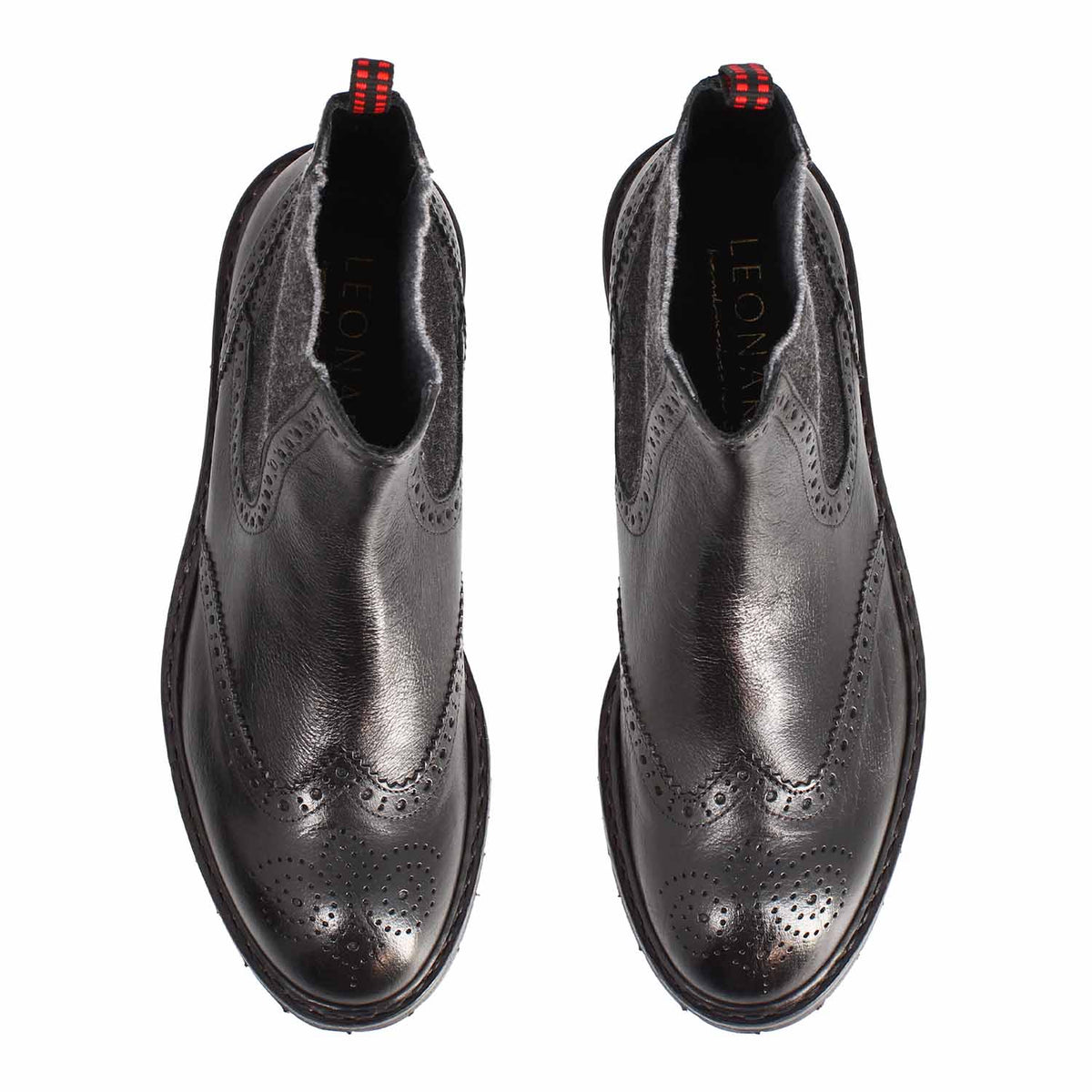 Basilio Herren Chelsea Boot im Budapester-Stil in Schwarz