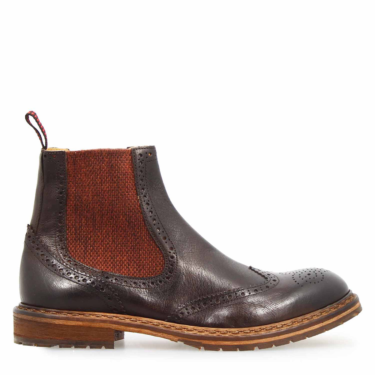 Basilio Herren Chelsea Boot im Budapester Stil in Dunkelbraun