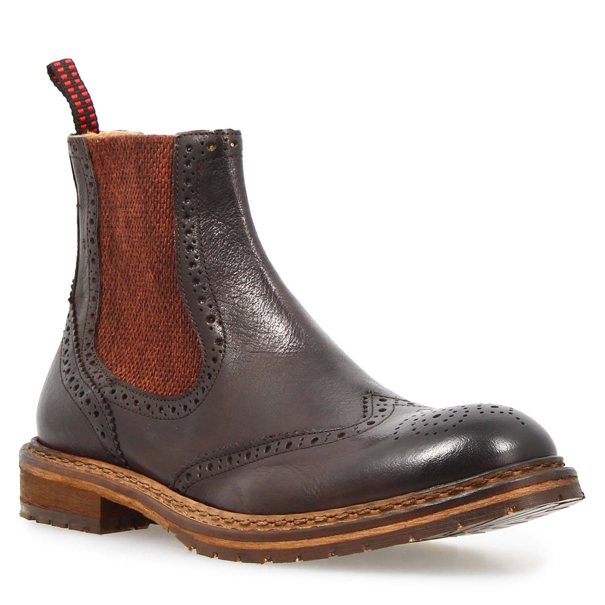 Basilio Herren Chelsea Boot im Budapester Stil in Dunkelbraun