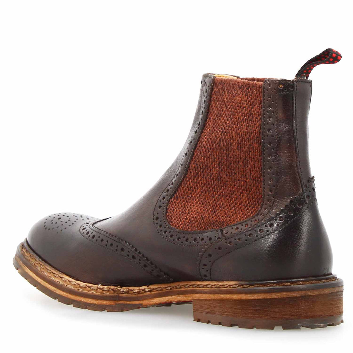Basilio Herren Chelsea Boot im Budapester Stil in Dunkelbraun