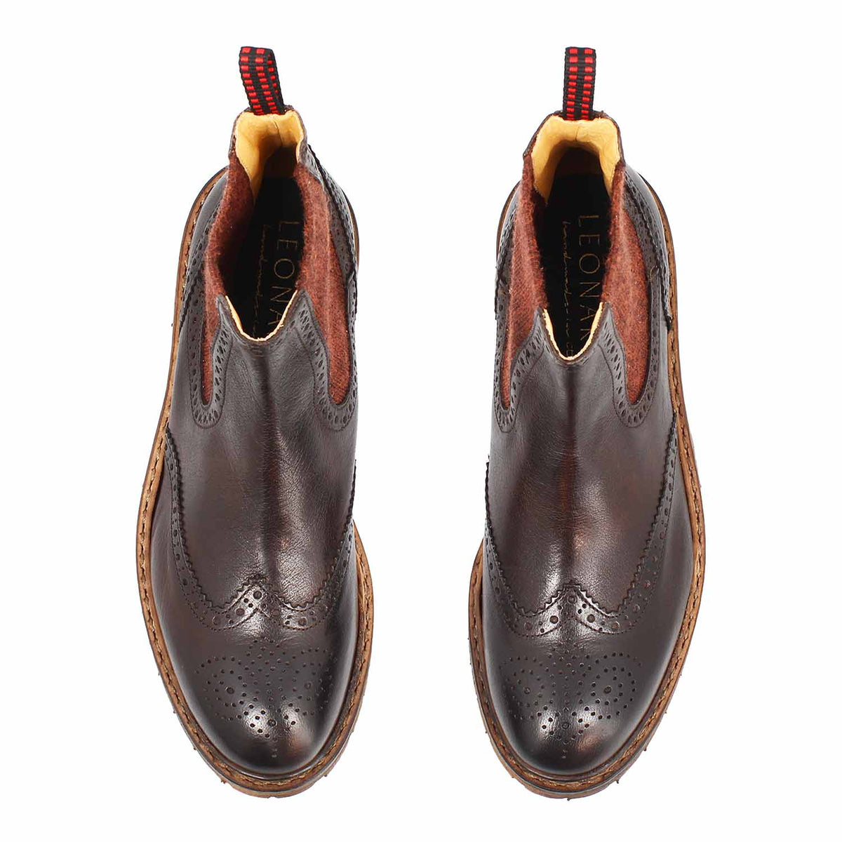 Basilio Herren Chelsea Boot im Budapester Stil in Dunkelbraun