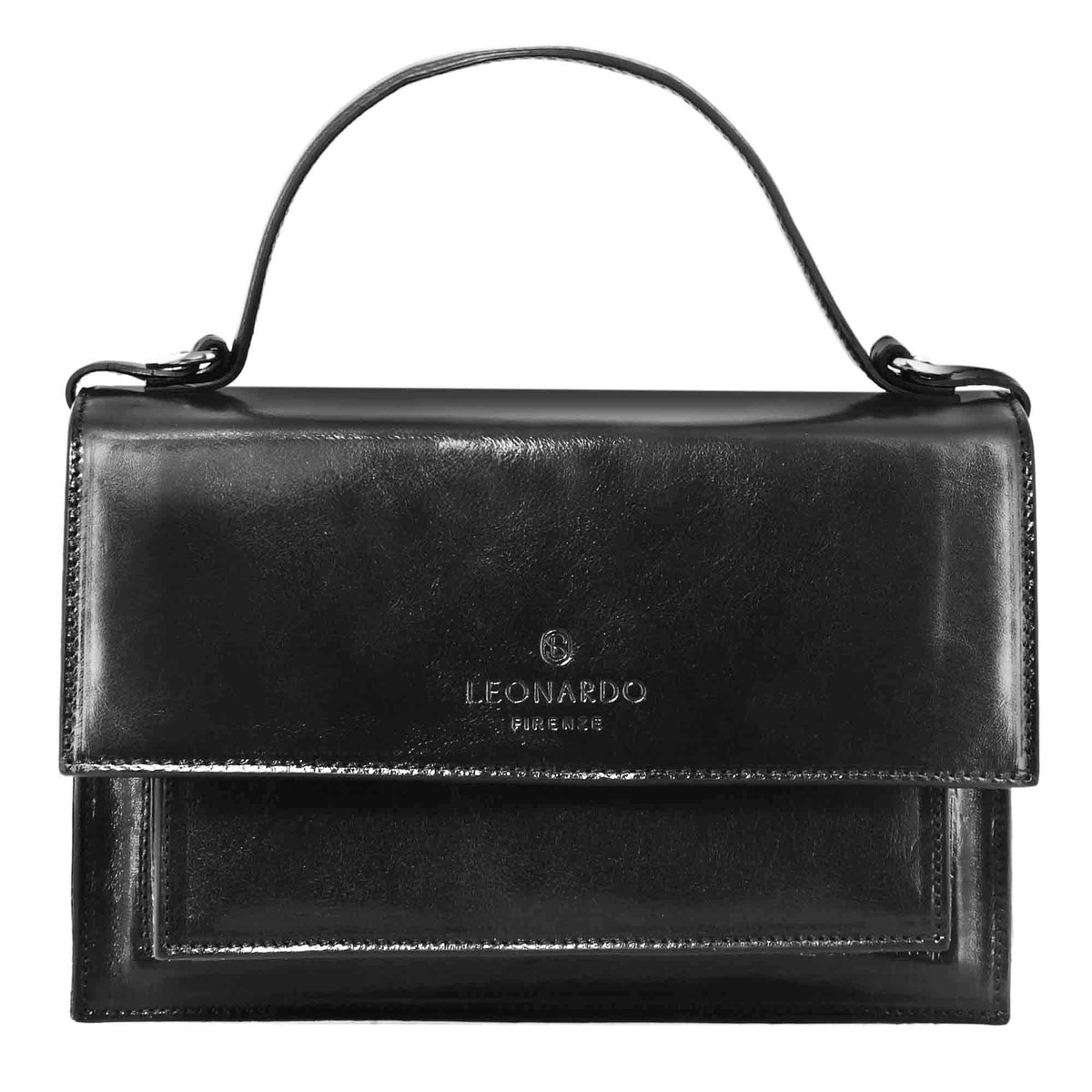 Klassische Contessina Damentasche aus schwarzem Glattleder