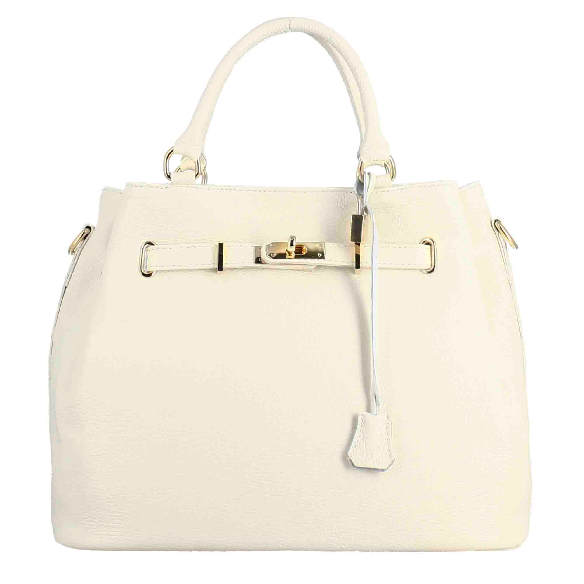 Borsa a mano Frida in pelle con tracolla rimovibile colore bianco