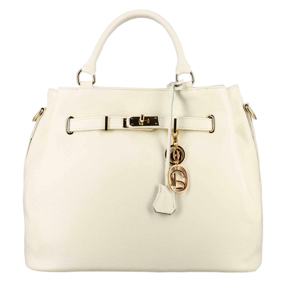 Frida leather handbag with removable white shoulder strap