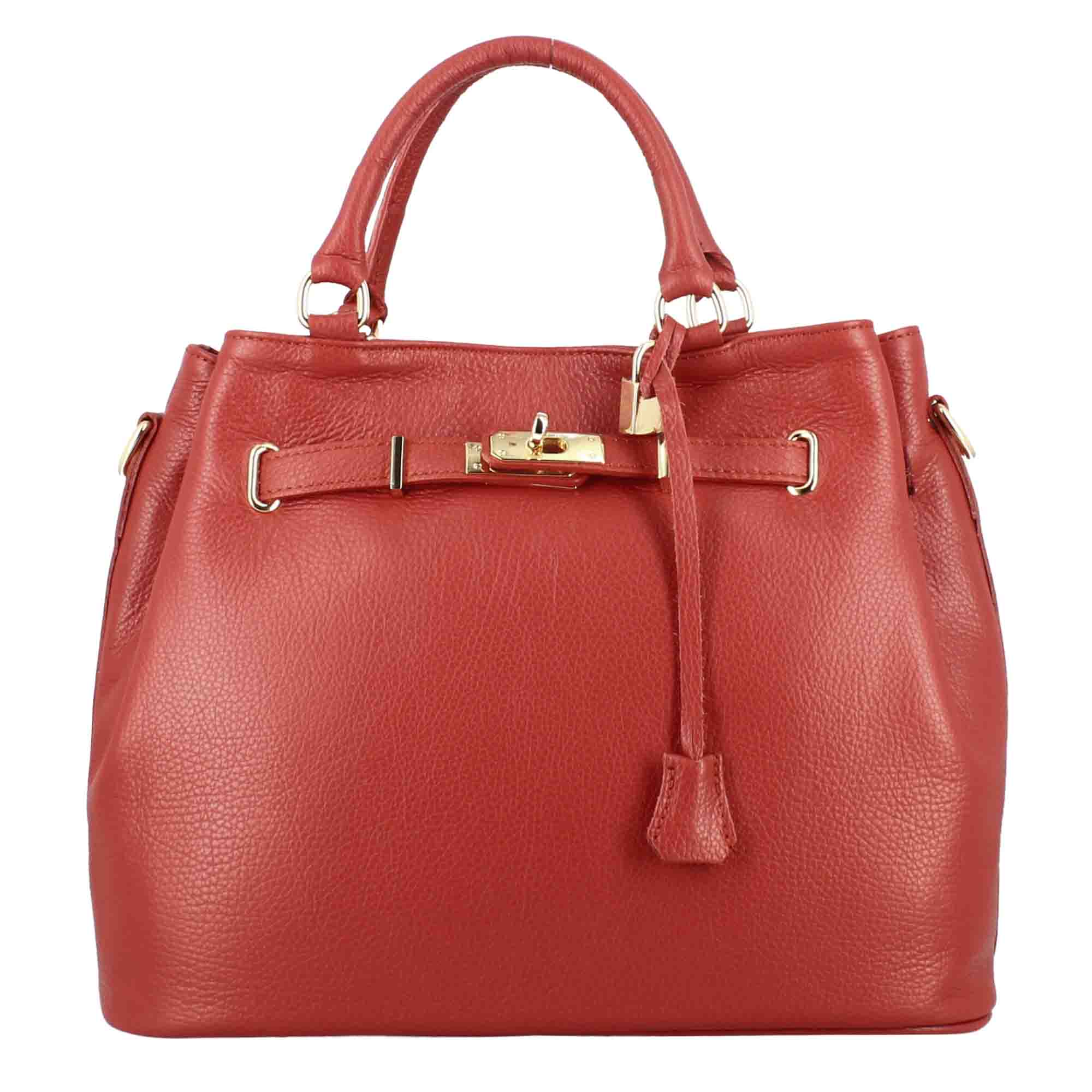 Borsa a mano Frida in pelle con tracolla rimovibile colore rosso
