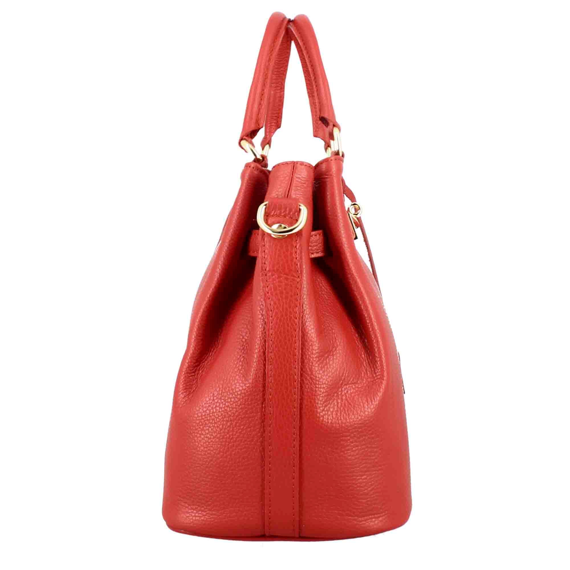 Frida Lederhandtasche mit abnehmbarem roten Schulterriemen