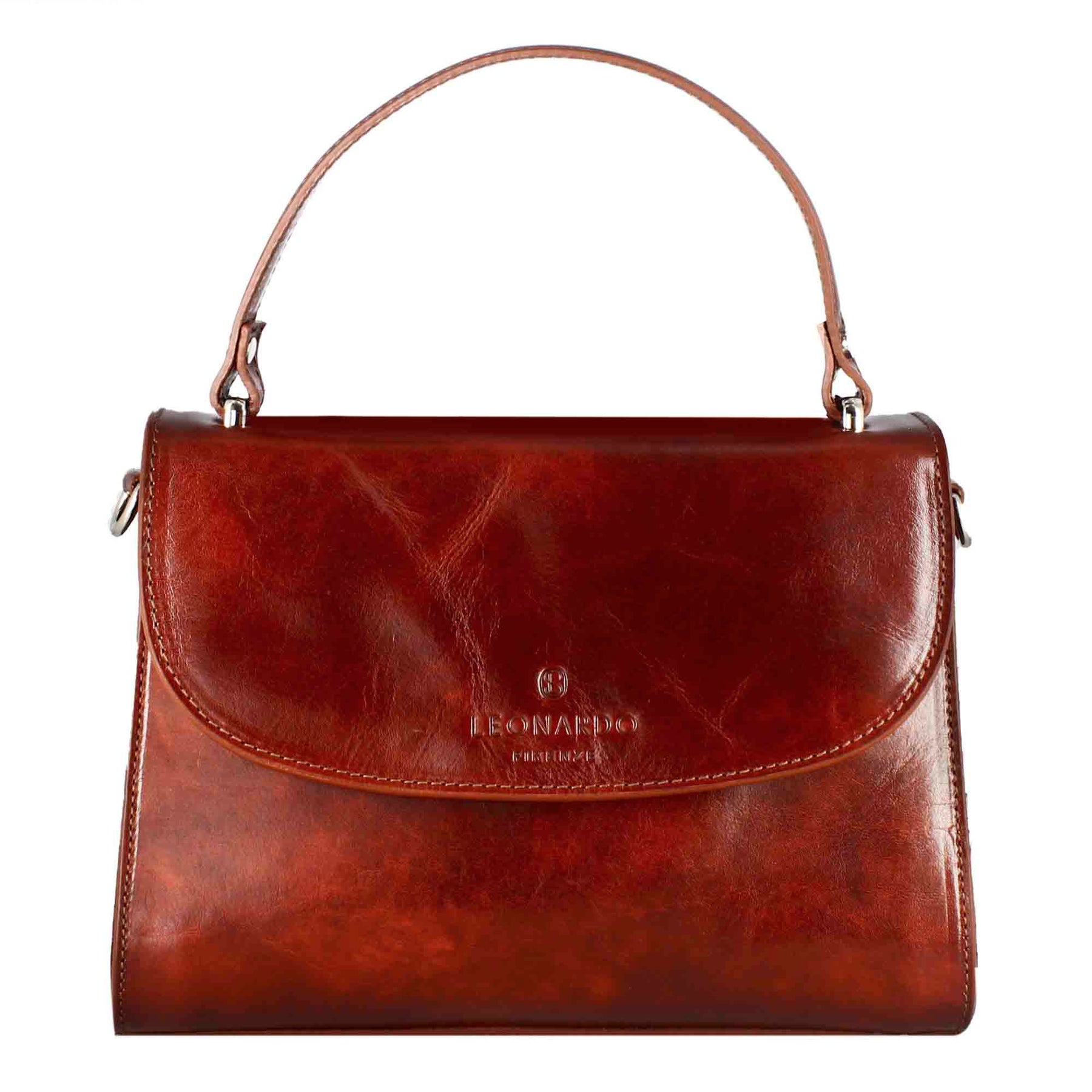 Sac à main classique pour femme Lucrezia en cuir lisse marron