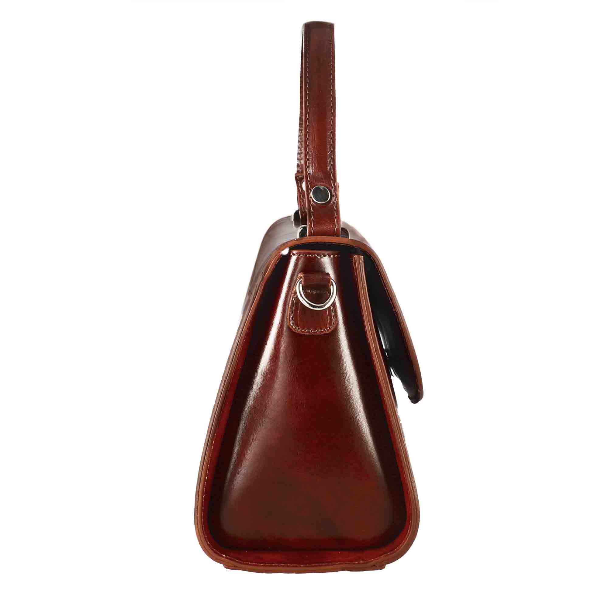 Lucrezia classic women's handbag in smooth brown leather
