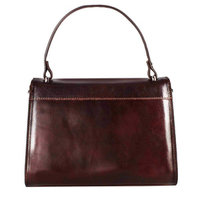 Lucrezia Classic Women's Satchel Bag in Smooth Brown Leather