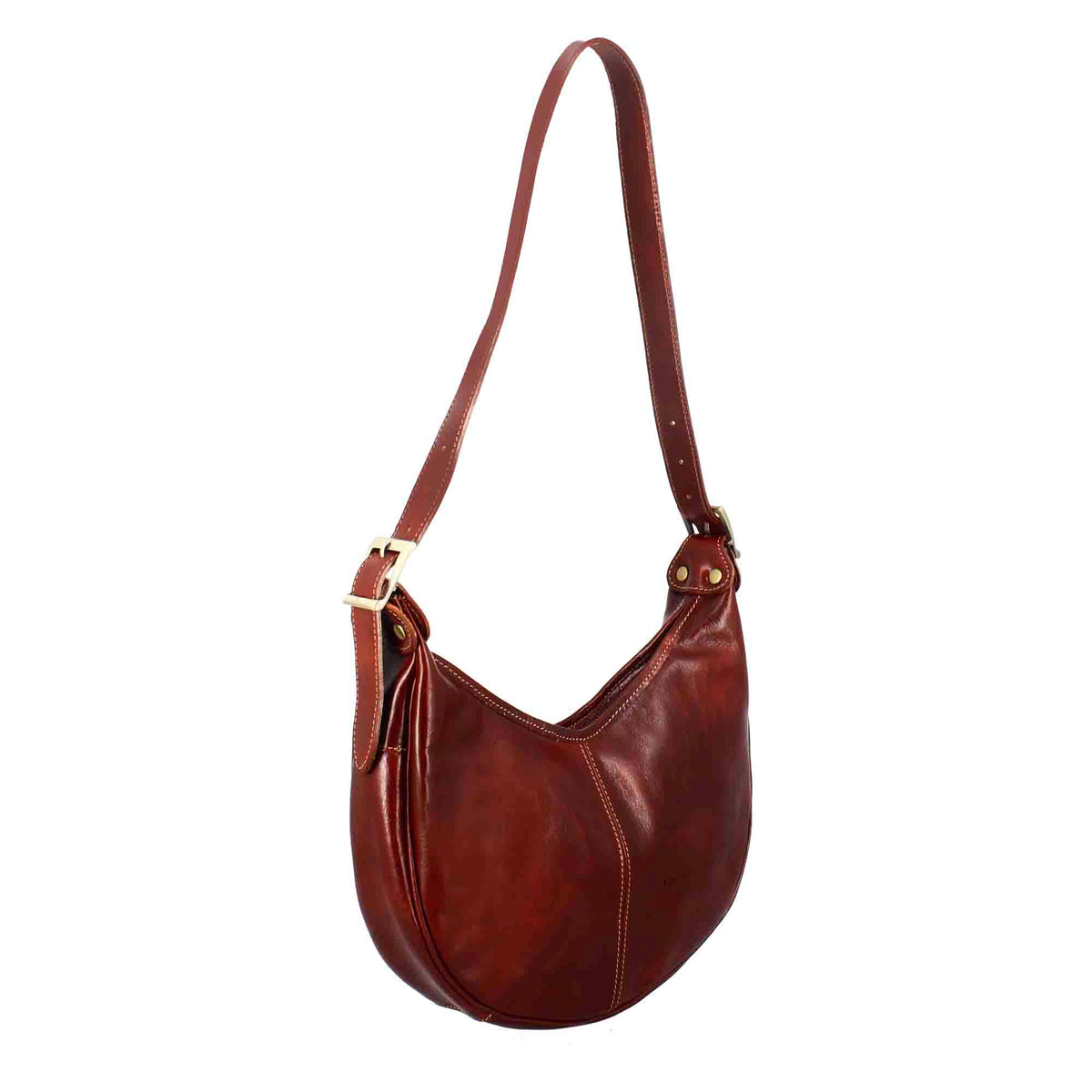 Classic women's City shopper bag in brown smooth leather