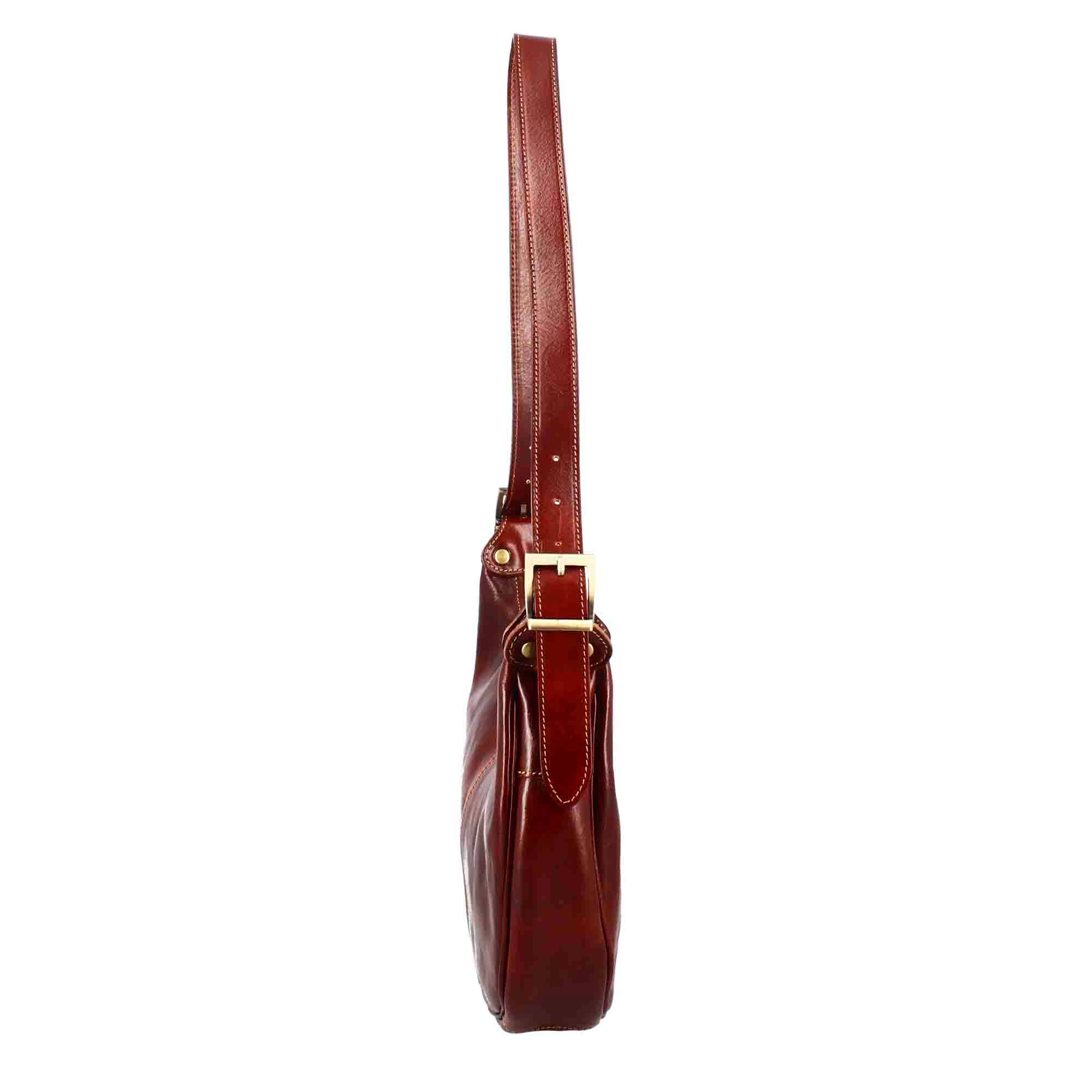 Classic women's City shopper bag in brown smooth leather