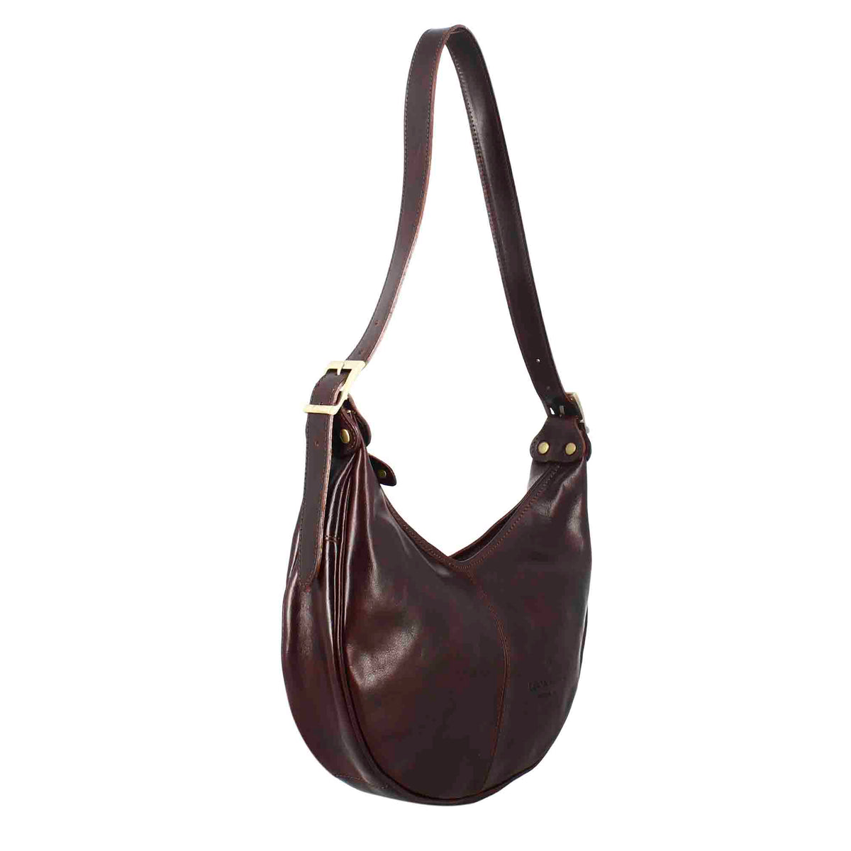 Klassische City-Shopper-Tasche für Damen aus dunkelbraunem Glattleder