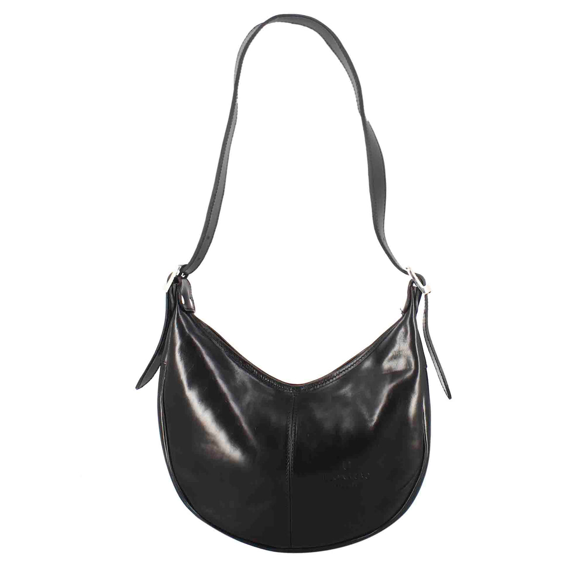 Klassische City-Shopper-Tasche für Damen aus schwarzem Glattleder
