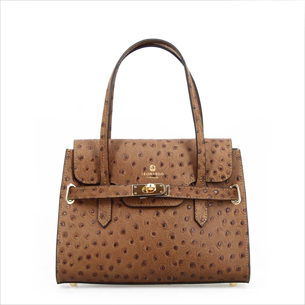 Medium handcrafted handbag for women in brown leather