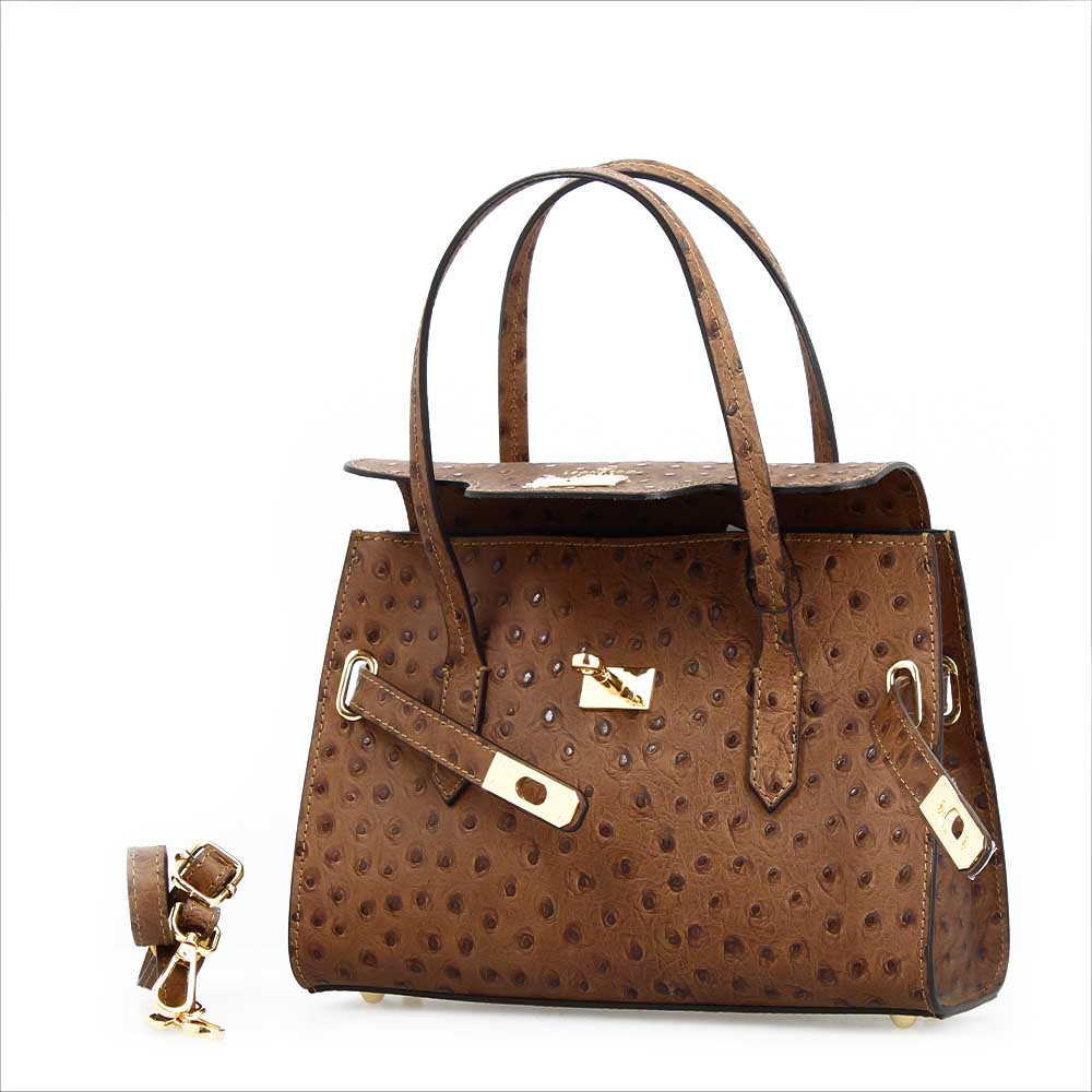 Medium handcrafted handbag for women in brown leather