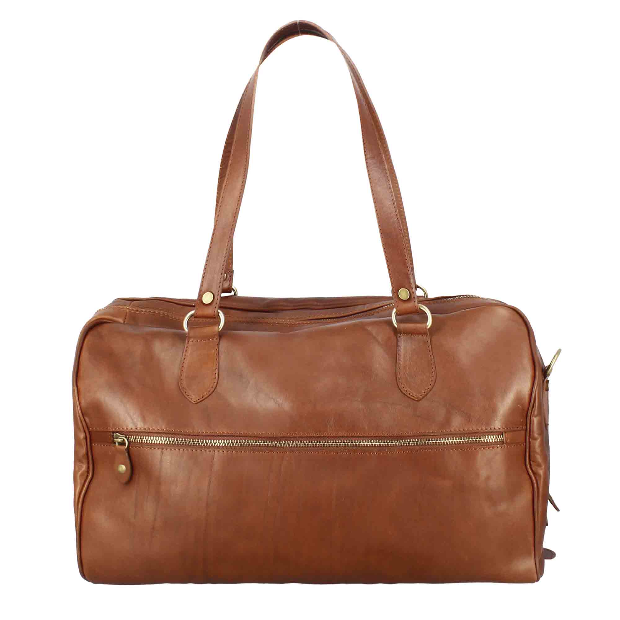 Braune Leder-Reisetaschen mit Griffen und abnehmbarem Schulterriemen