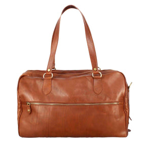 Brown leather travel bags with handles and removable shoulder strap
