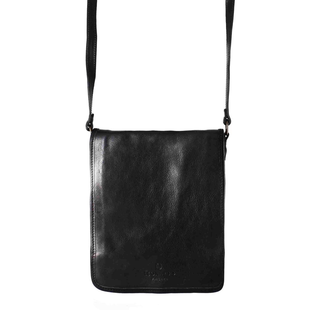 Large black leather men's purse