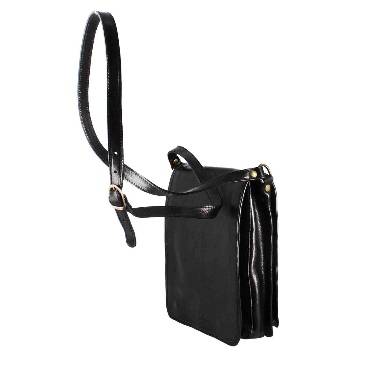 Large black leather men's purse