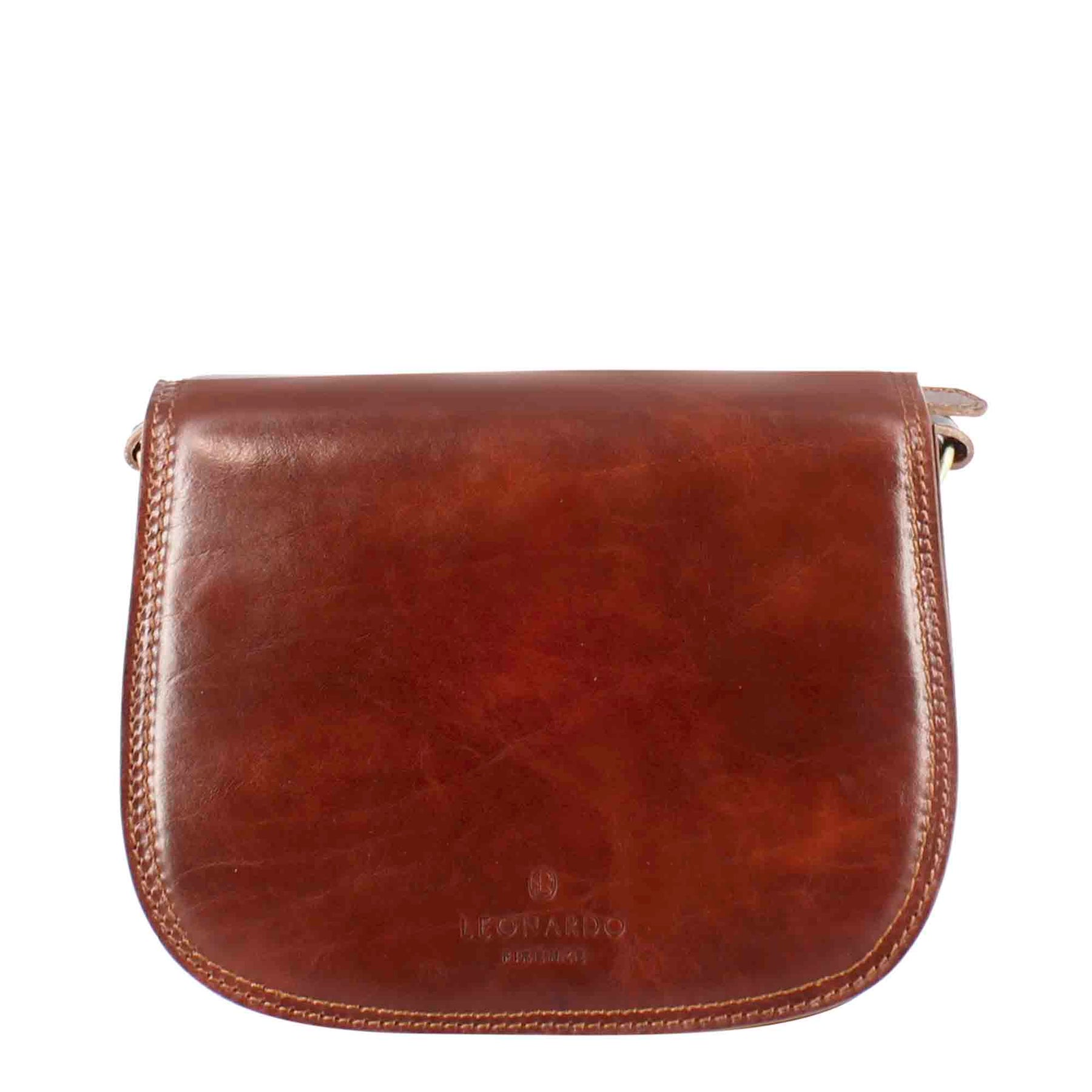 Sac femme essentiel en cuir lisse marron foncé