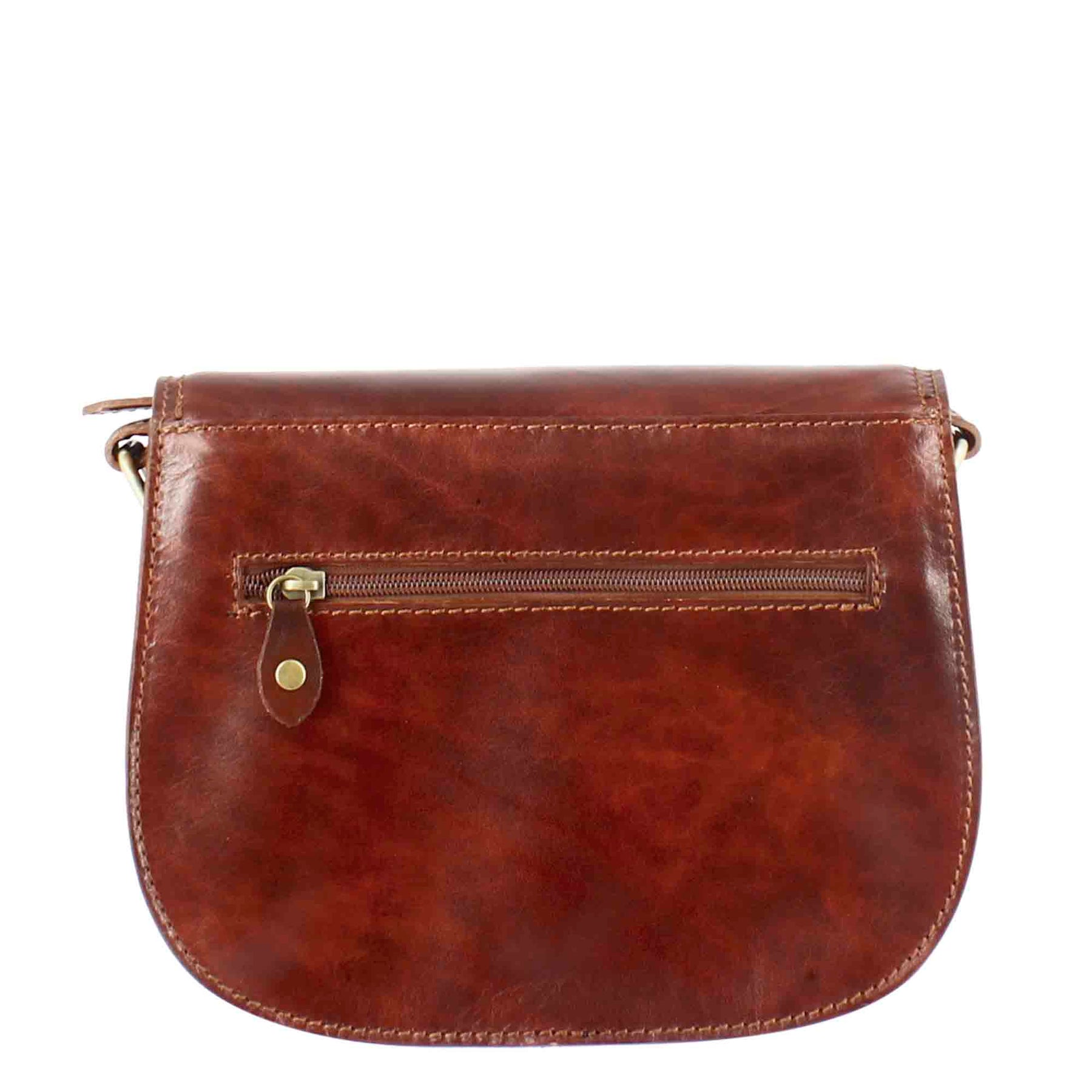 Sac femme essentiel en cuir lisse marron foncé