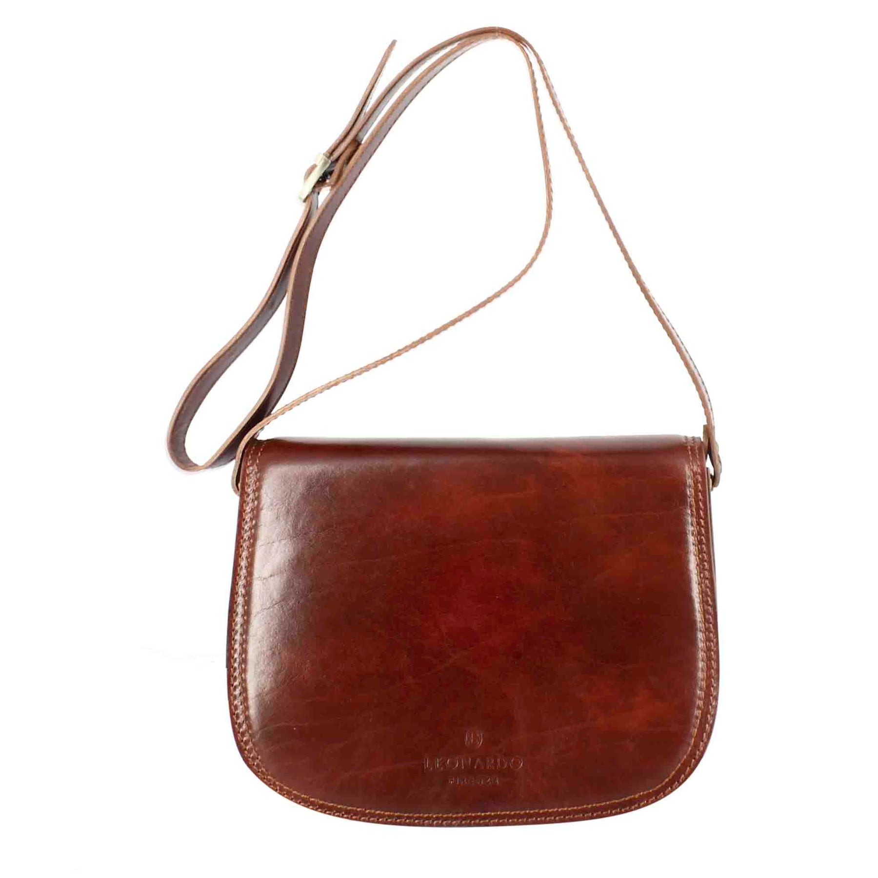 Sac femme essentiel en cuir lisse marron foncé