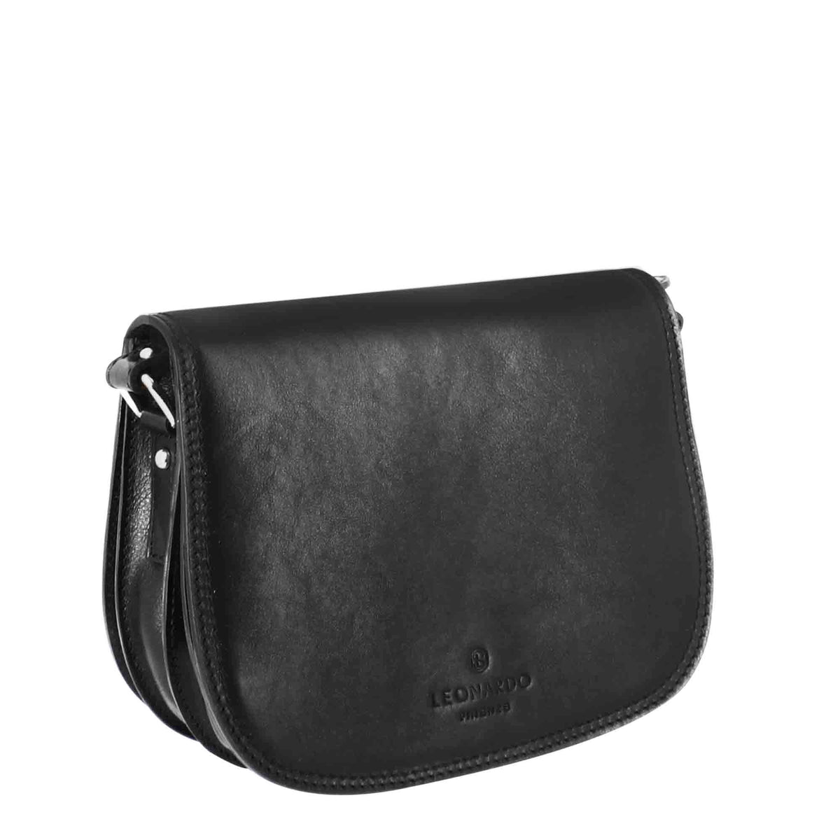 Essential women's bag in black smooth leather