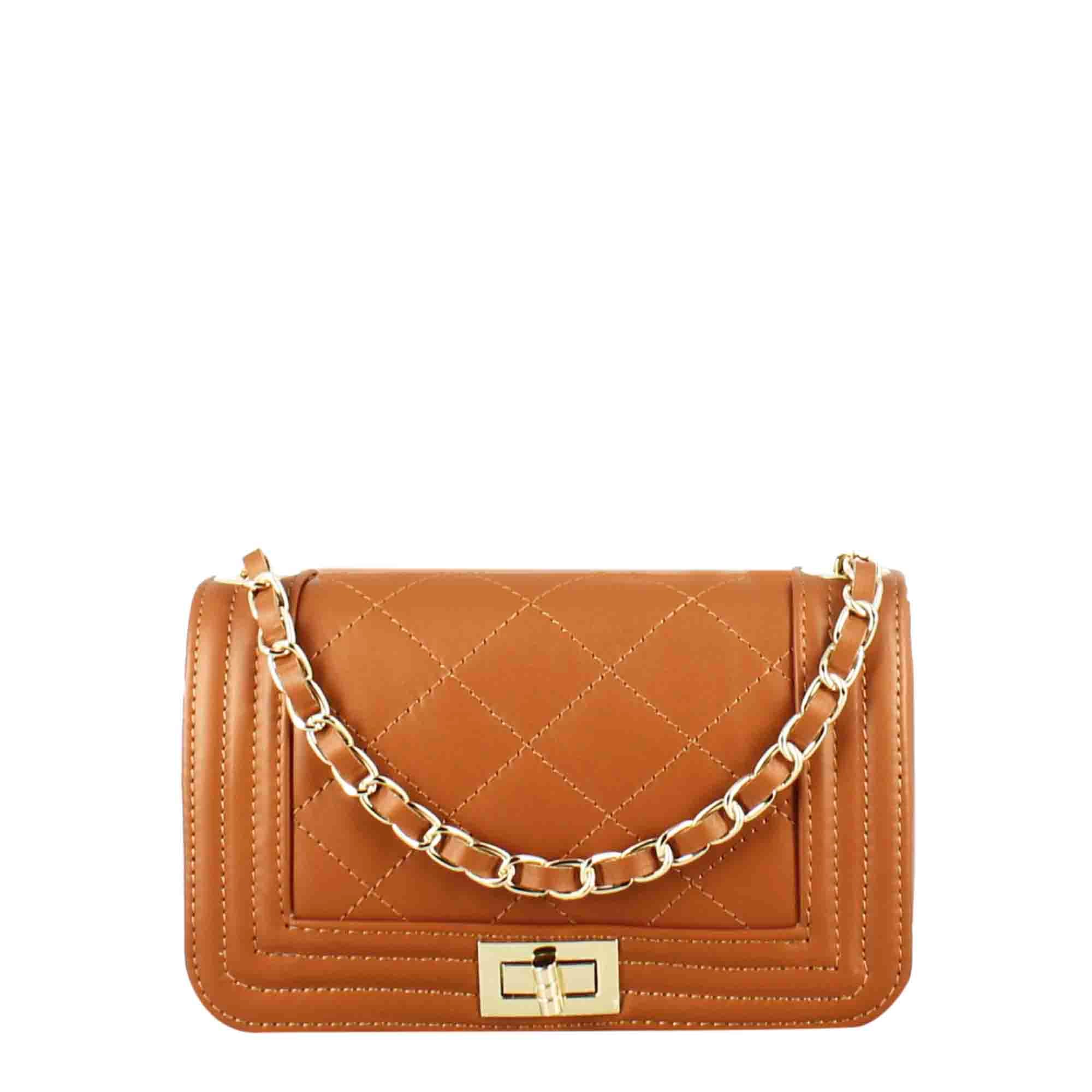 Sac à bandoulière en cuir matelassé marron intemporel