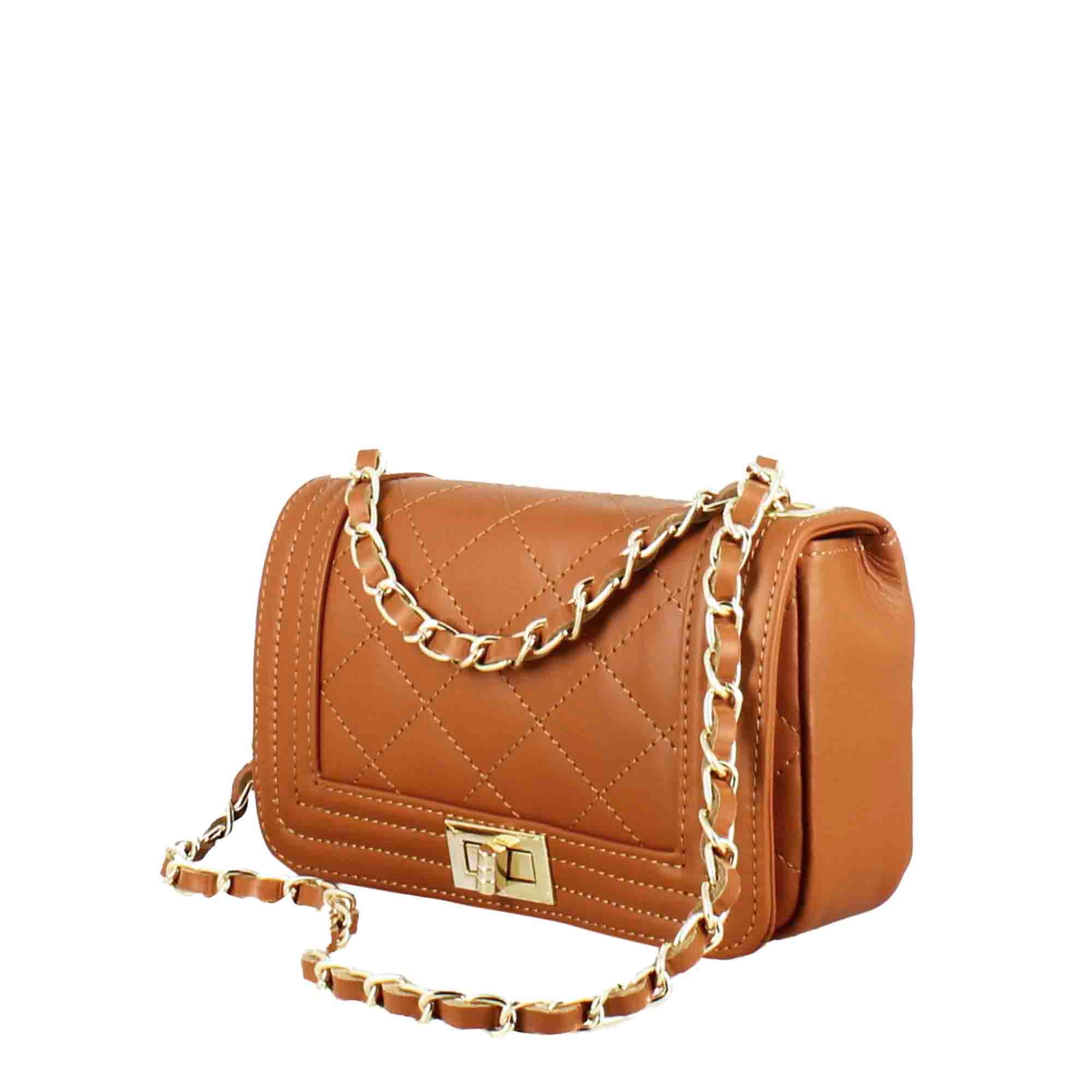 Sac à bandoulière en cuir matelassé marron intemporel