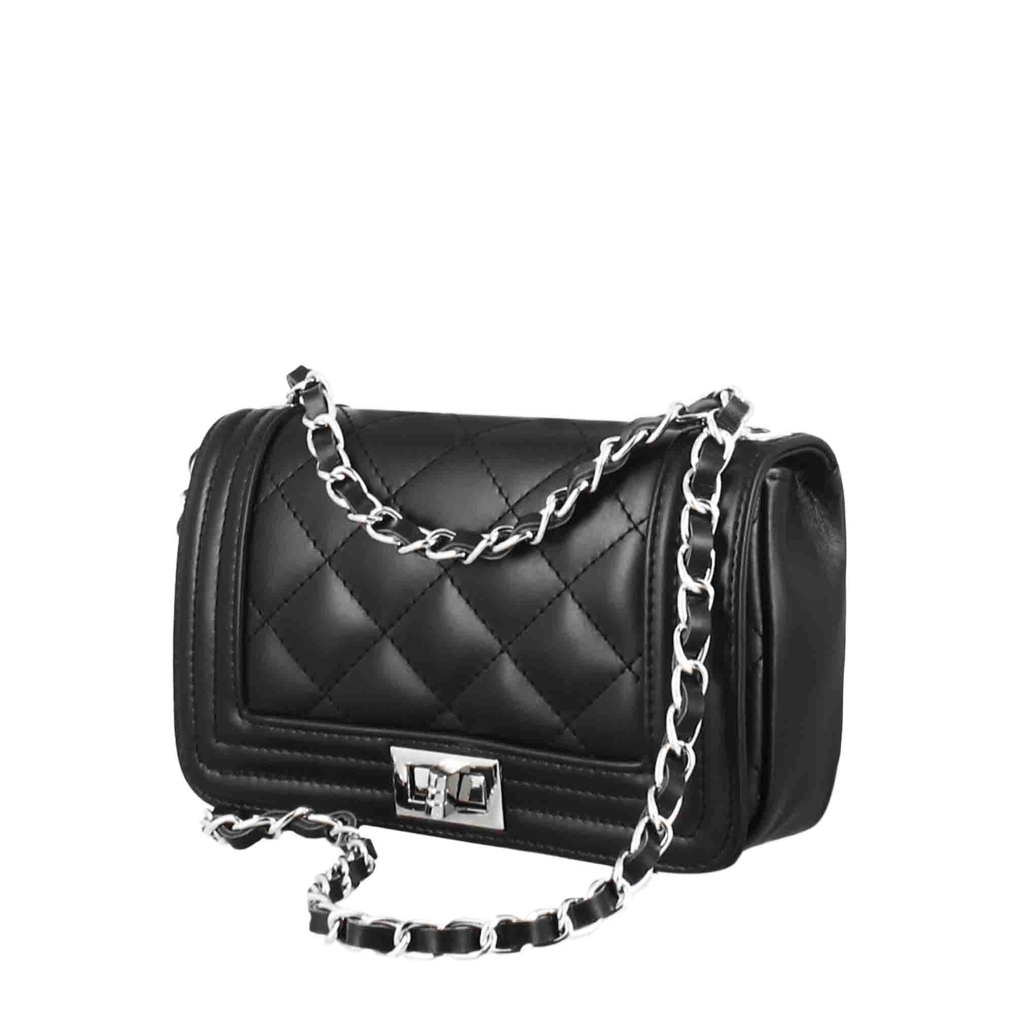 Sac à bandoulière en cuir matelassé noir