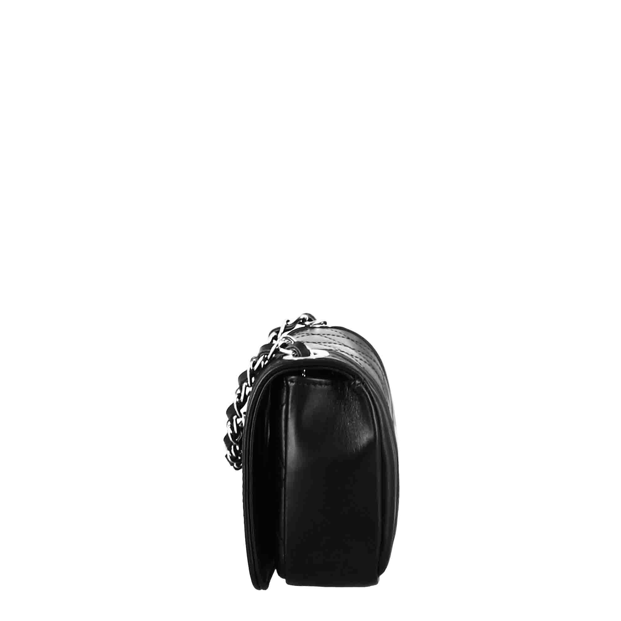 Sac à bandoulière en cuir matelassé noir