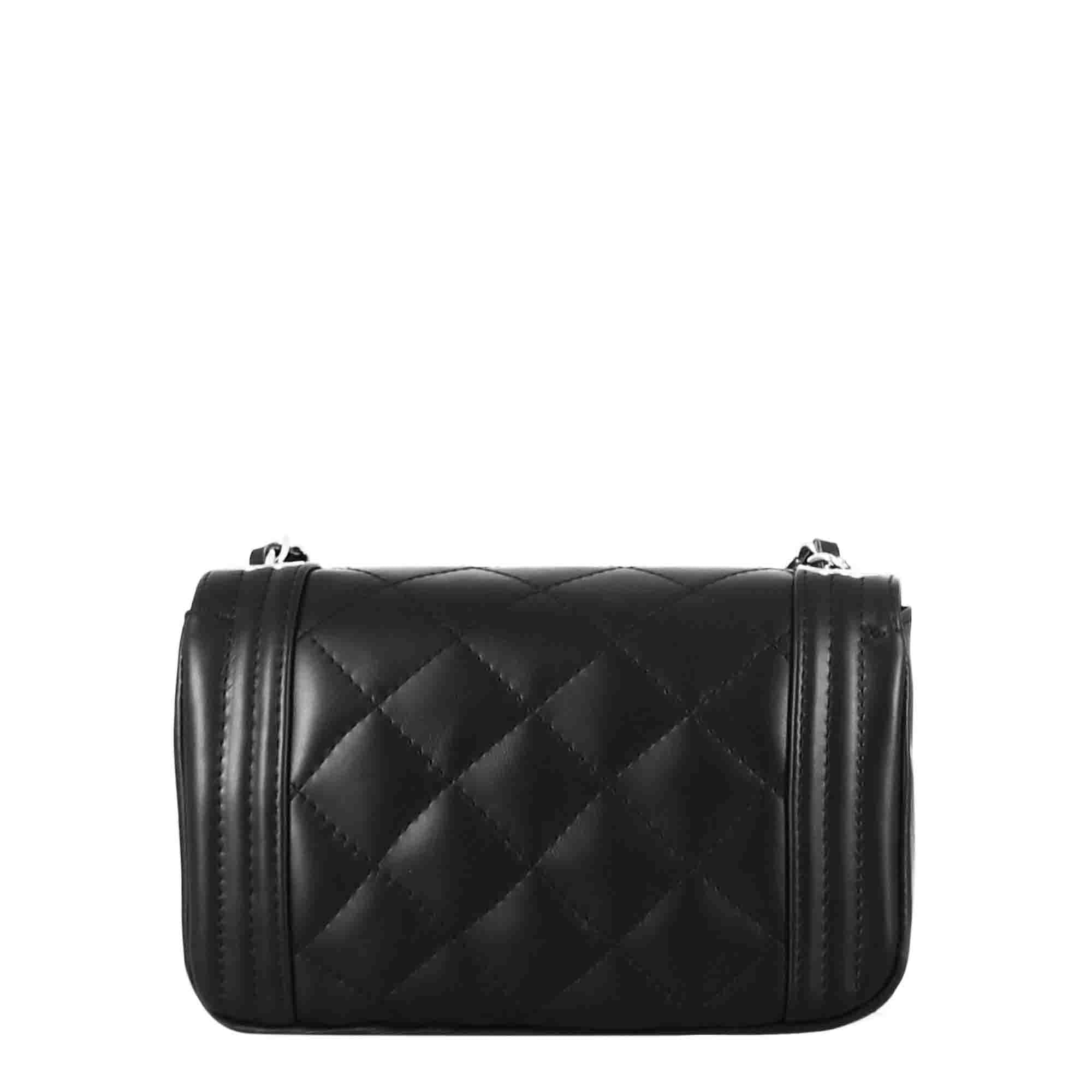 Sac à bandoulière en cuir matelassé noir