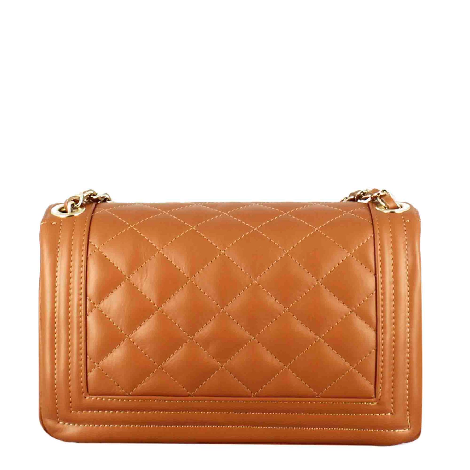 Timeless medium shoulder bag in brown quilted leather