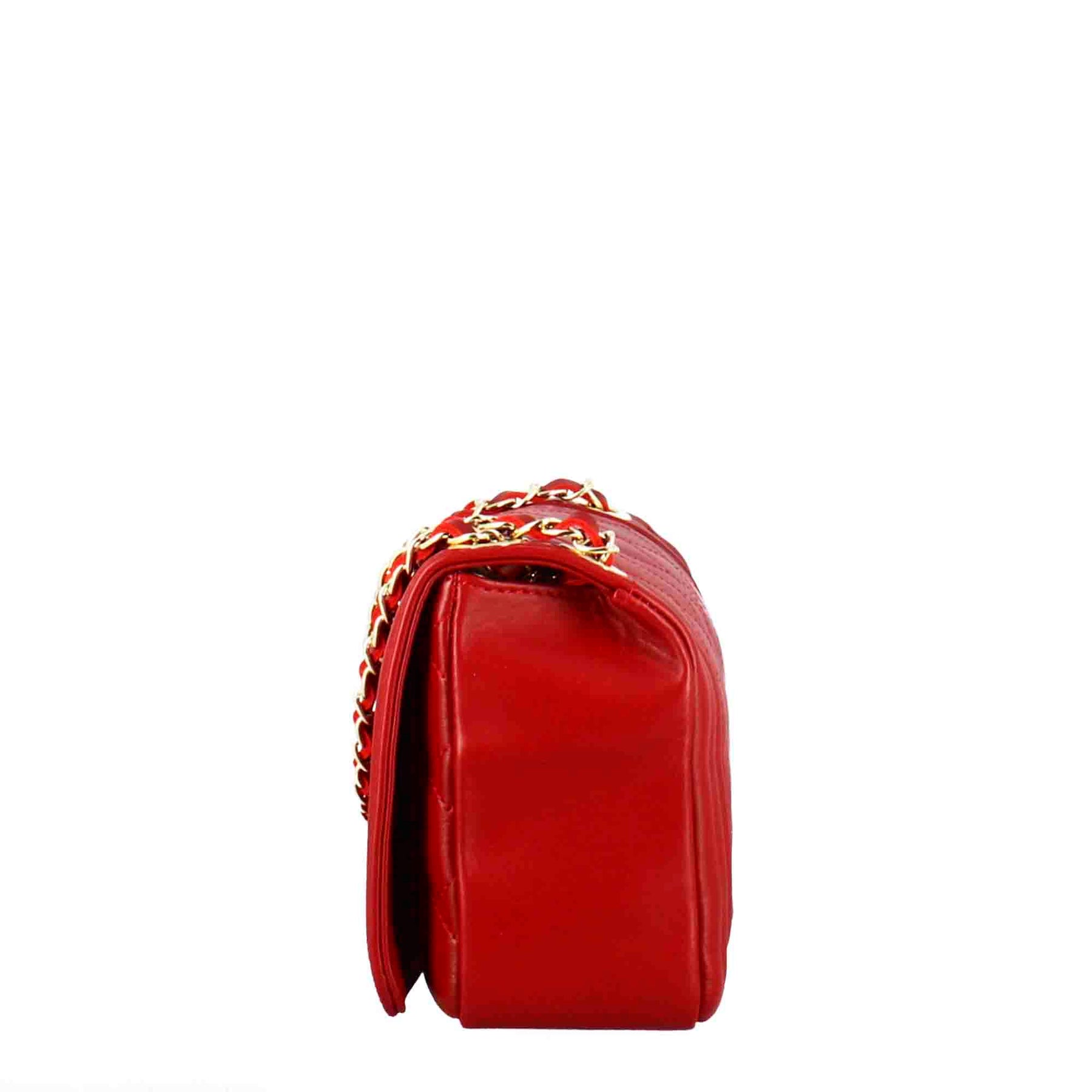 Timeless medium shoulder bag in red quilted leather