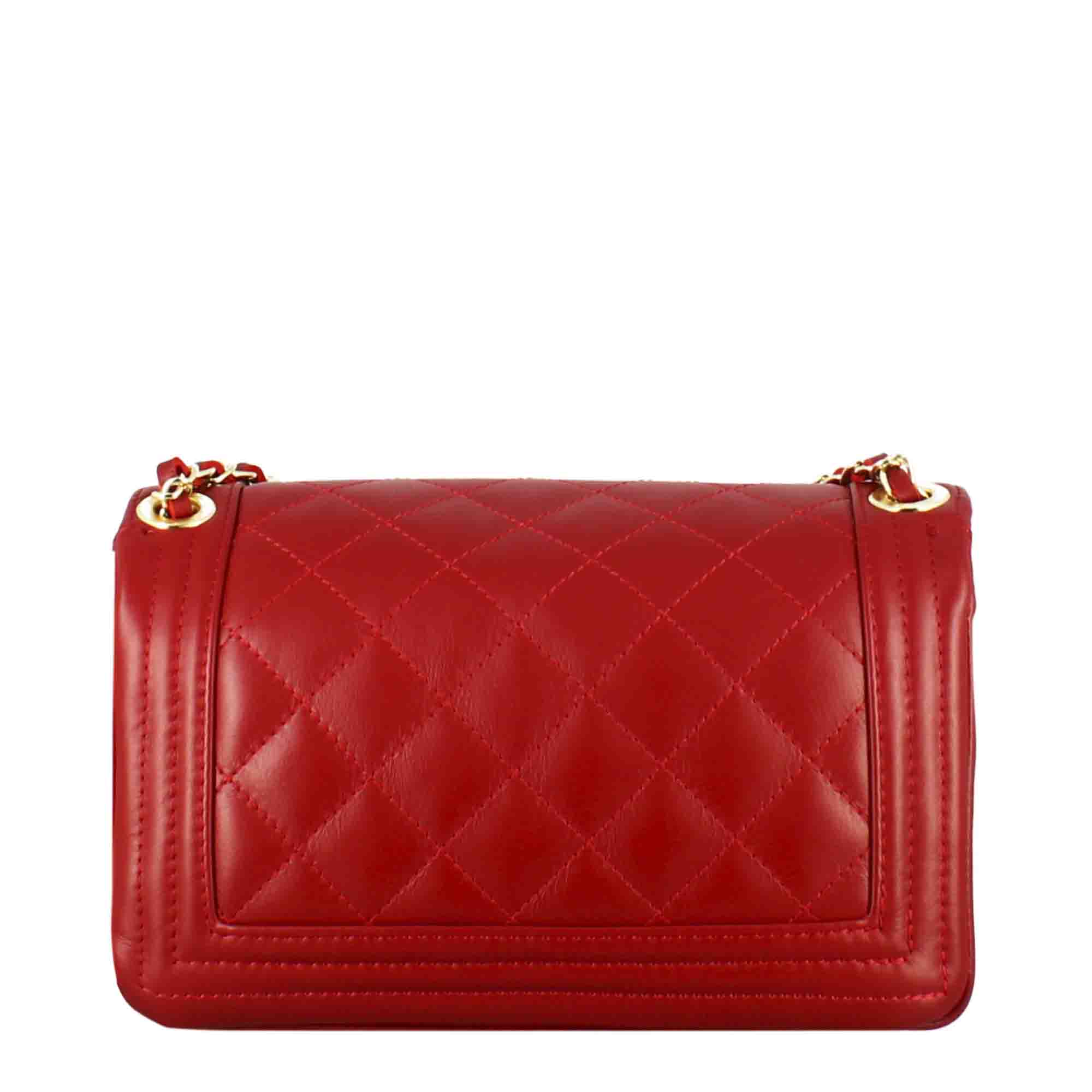 Timeless medium shoulder bag in red quilted leather