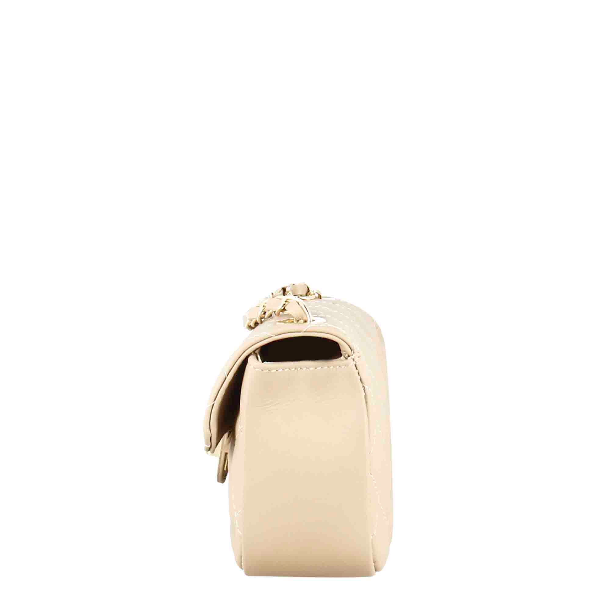 Sac bandoulière Vanity en cuir matelassé beige