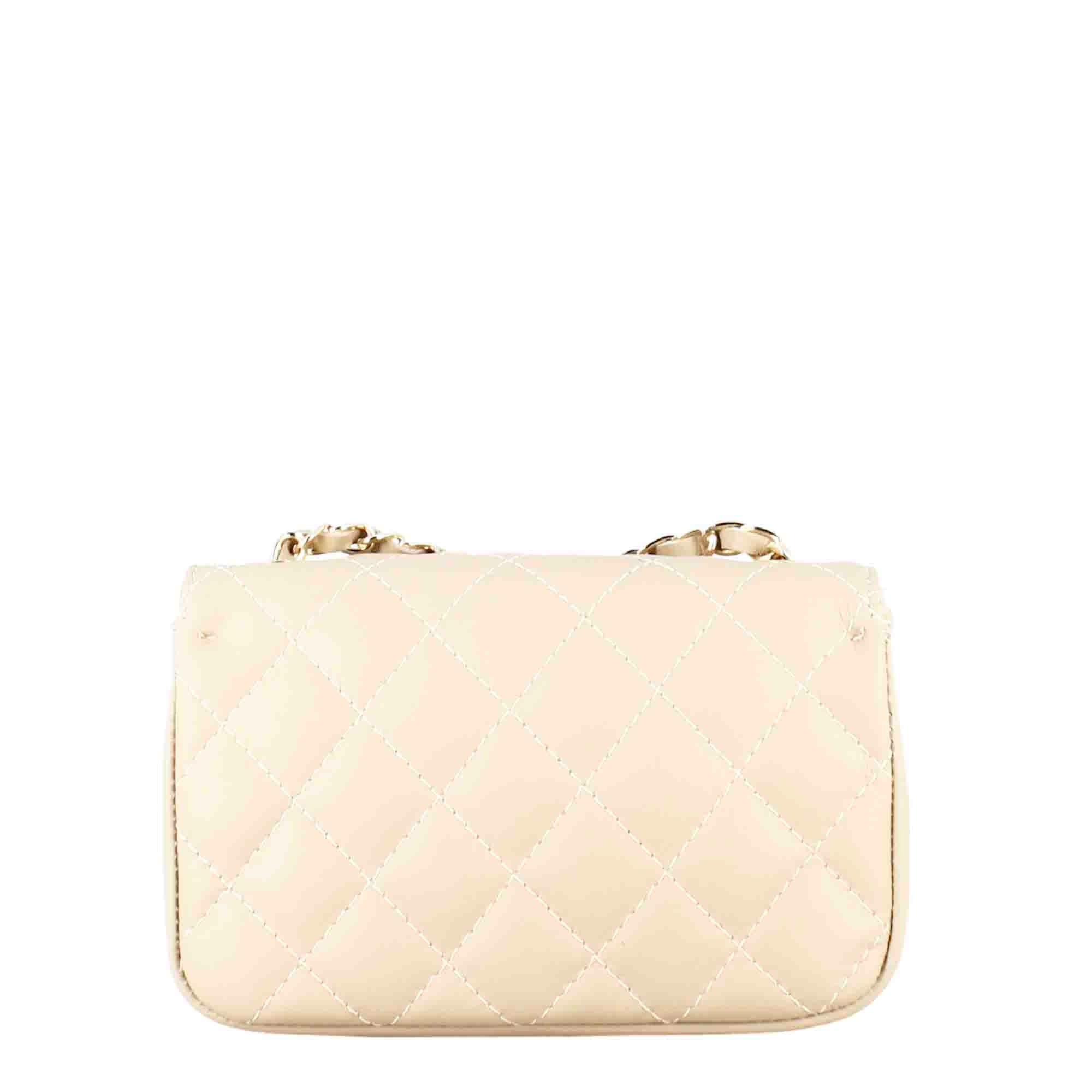 Vanity Umhängetasche aus gestepptem Leder, Farbe beige