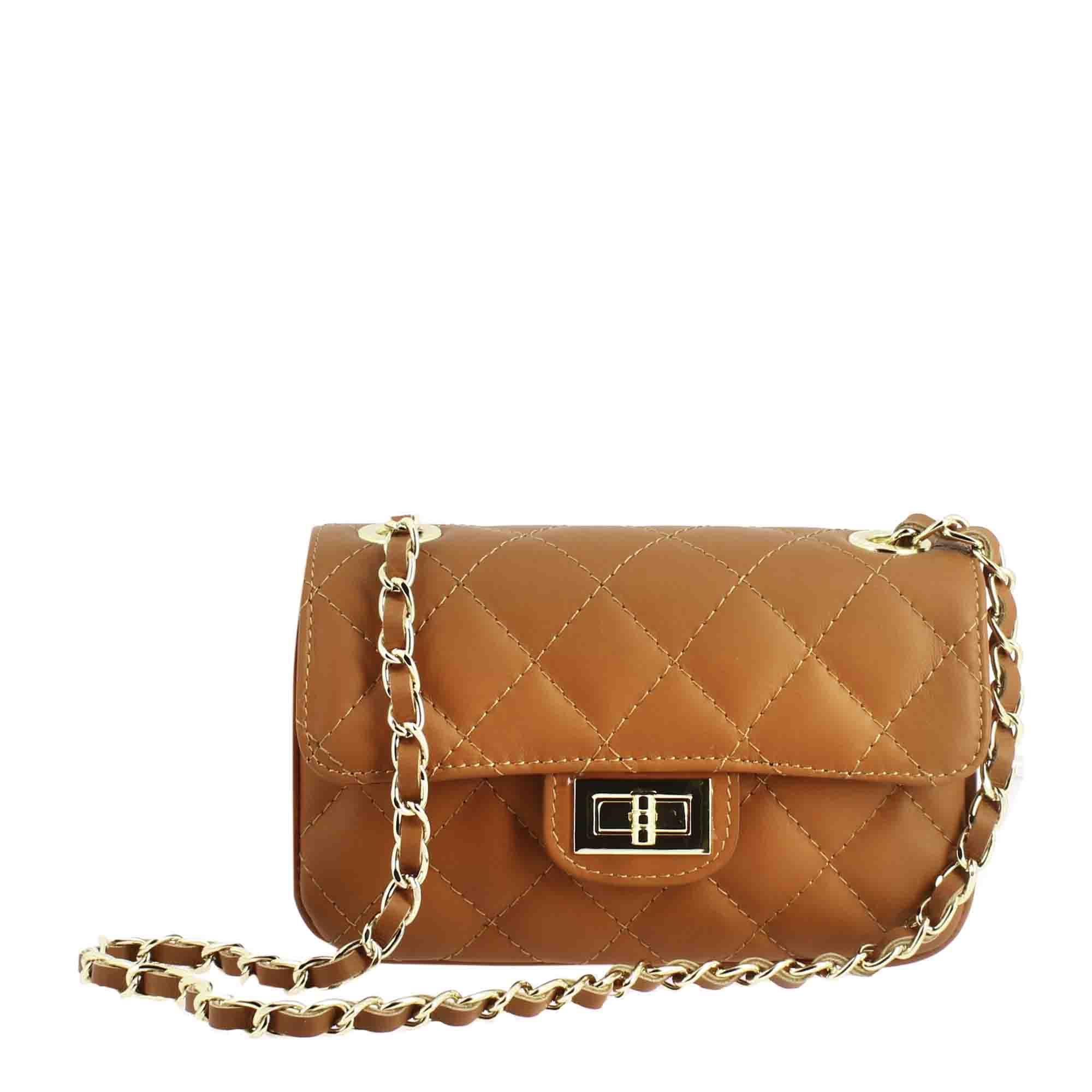 Sac bandoulière Vanity en cuir matelassé marron