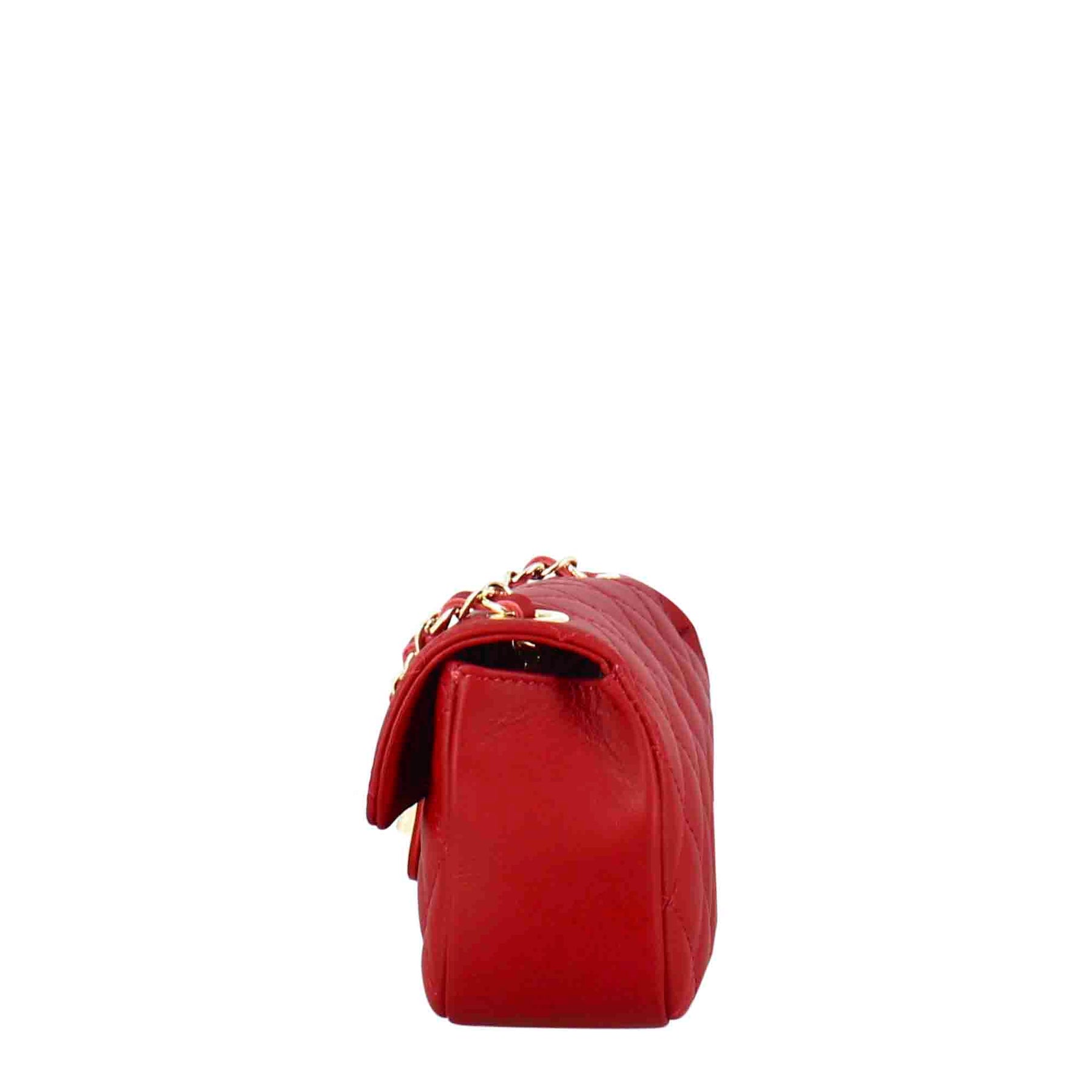 Vanity shoulder bag in red quilted leather