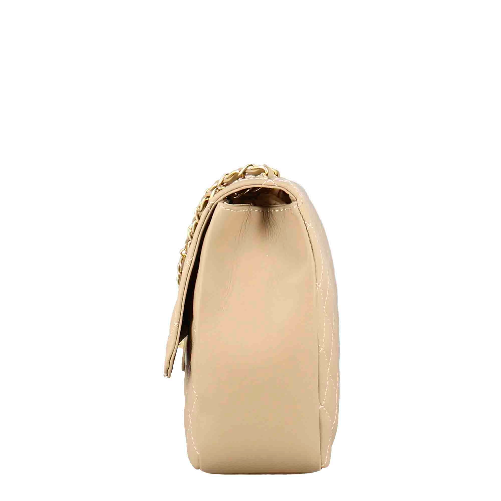 Grand sac bandoulière Vanity en cuir matelassé beige