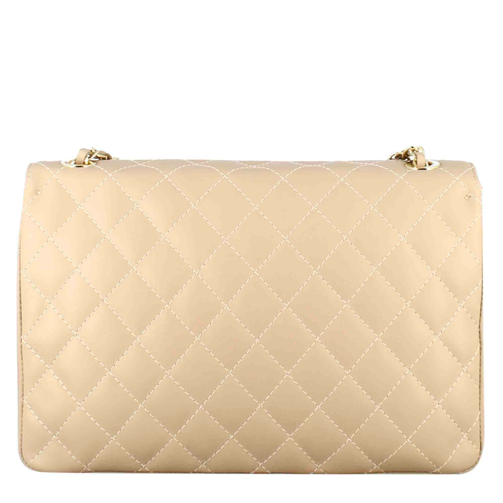 Grand sac bandoulière Vanity en cuir matelassé beige