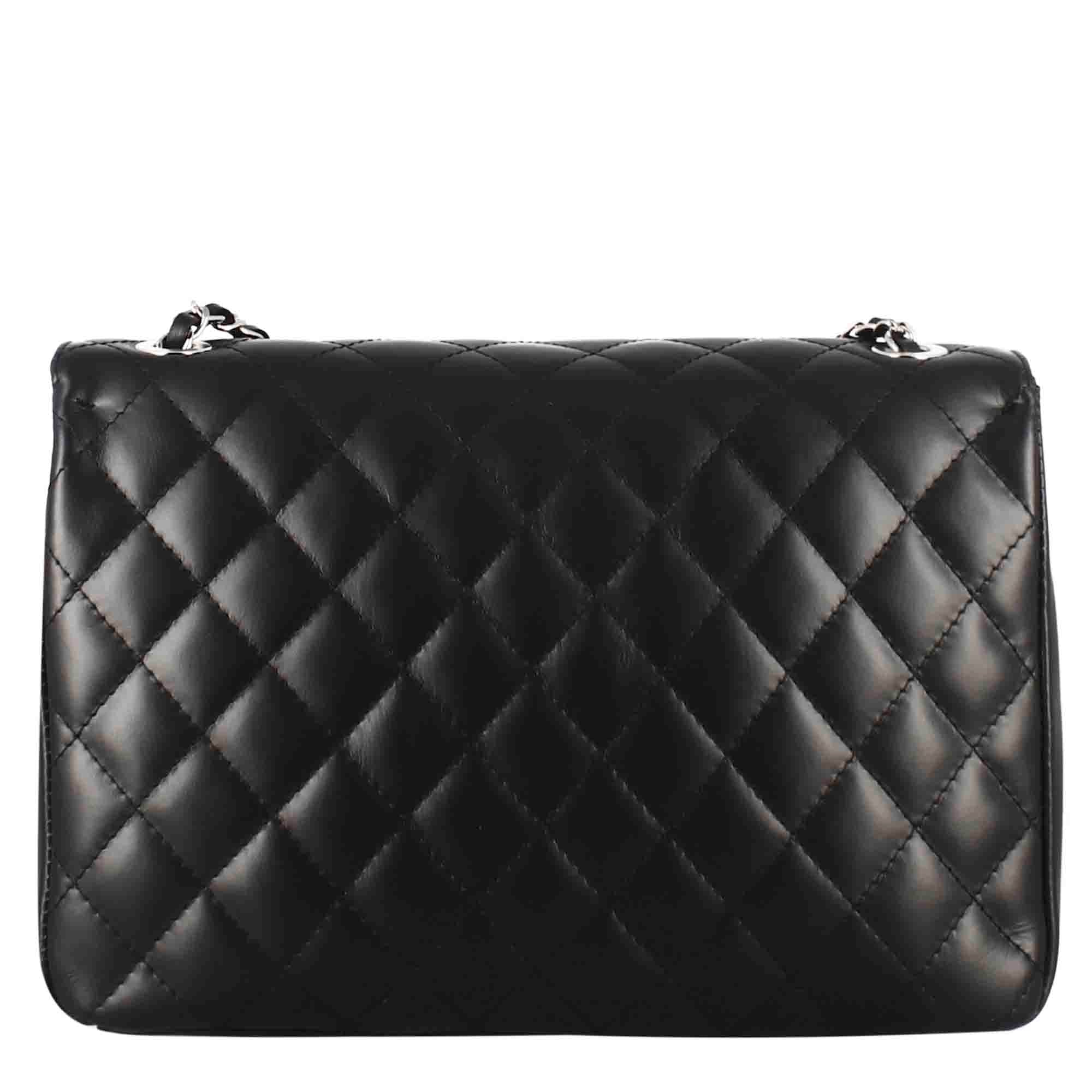 Vanity grand sac à bandoulière en cuir matelassé noir