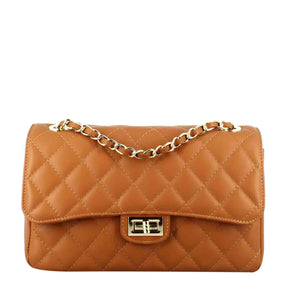 Vanity moyen sac bandouli re en cuir matelass marron