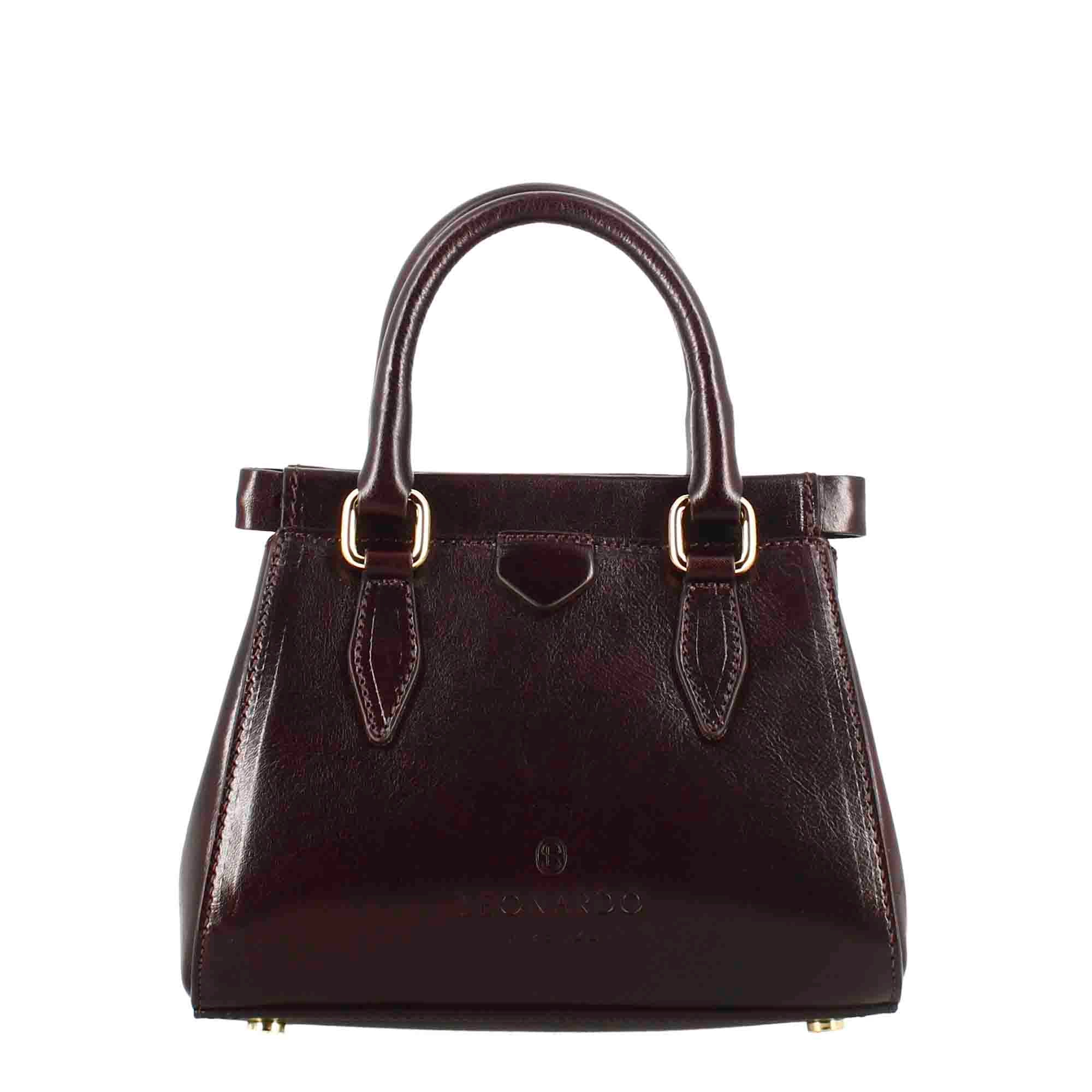 Fiorenza leather handbag with removable dark brown shoulder strap