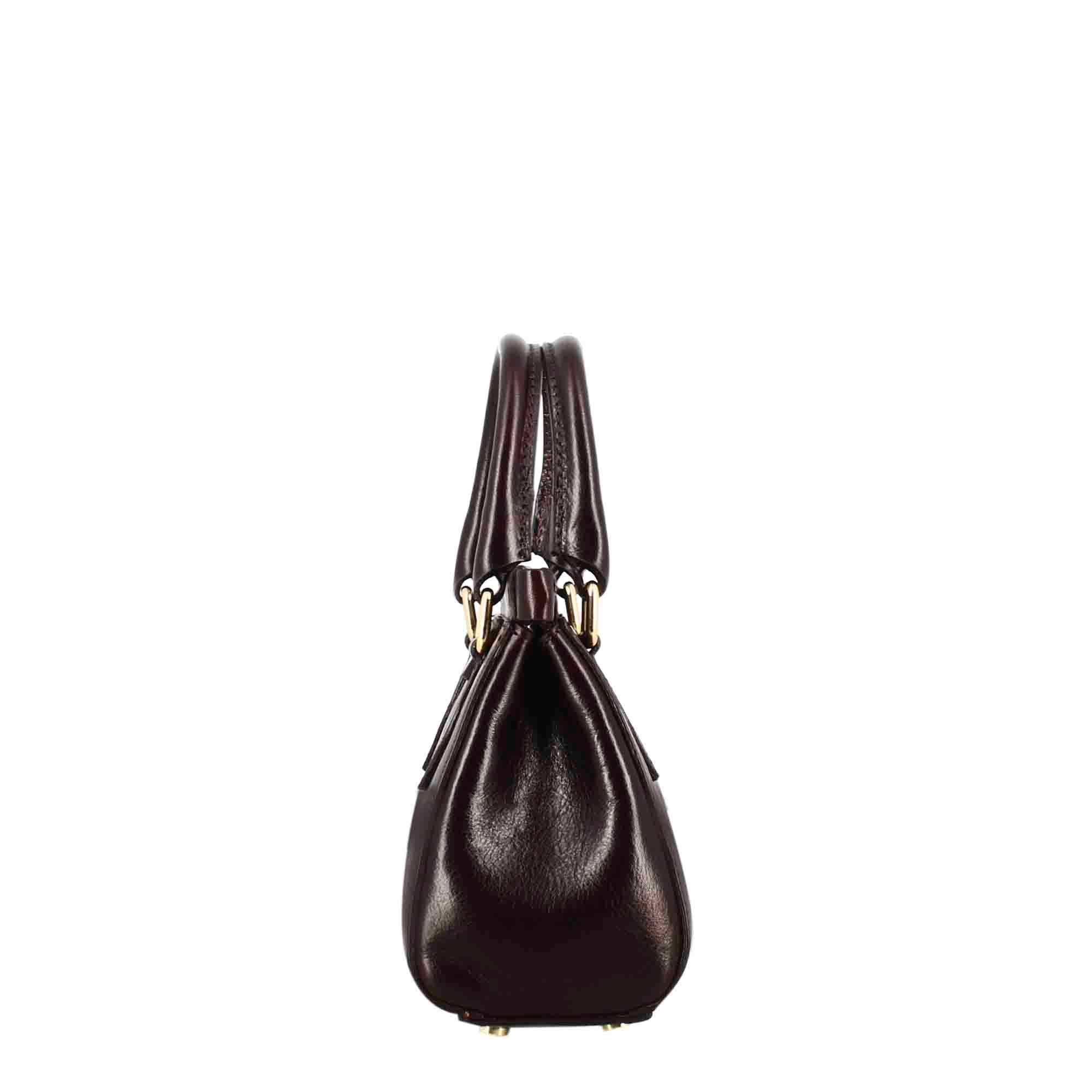 Sac à main Fiorenza en cuir avec bandoulière marron foncè amovible