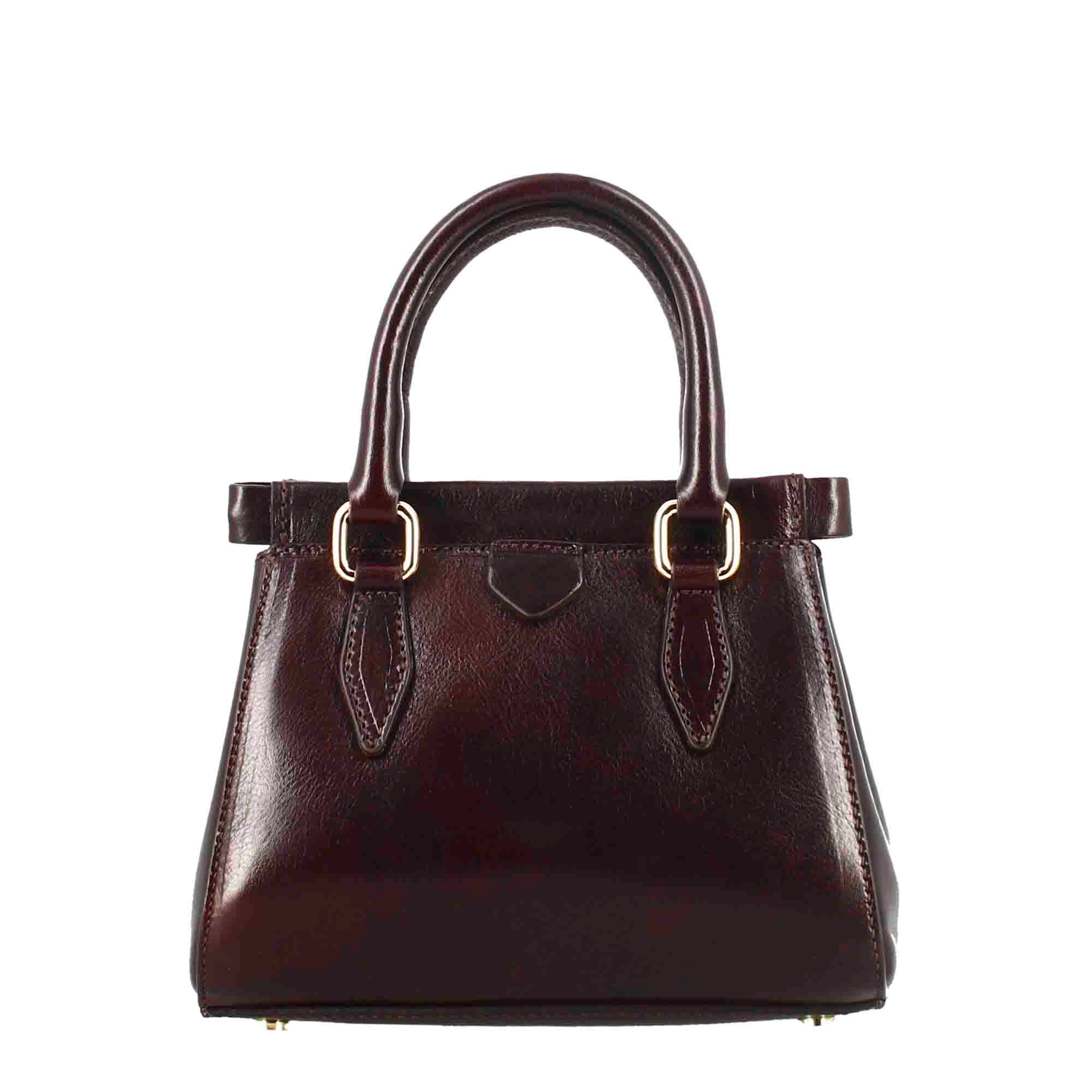 Sac à main Fiorenza en cuir avec bandoulière marron foncè amovible