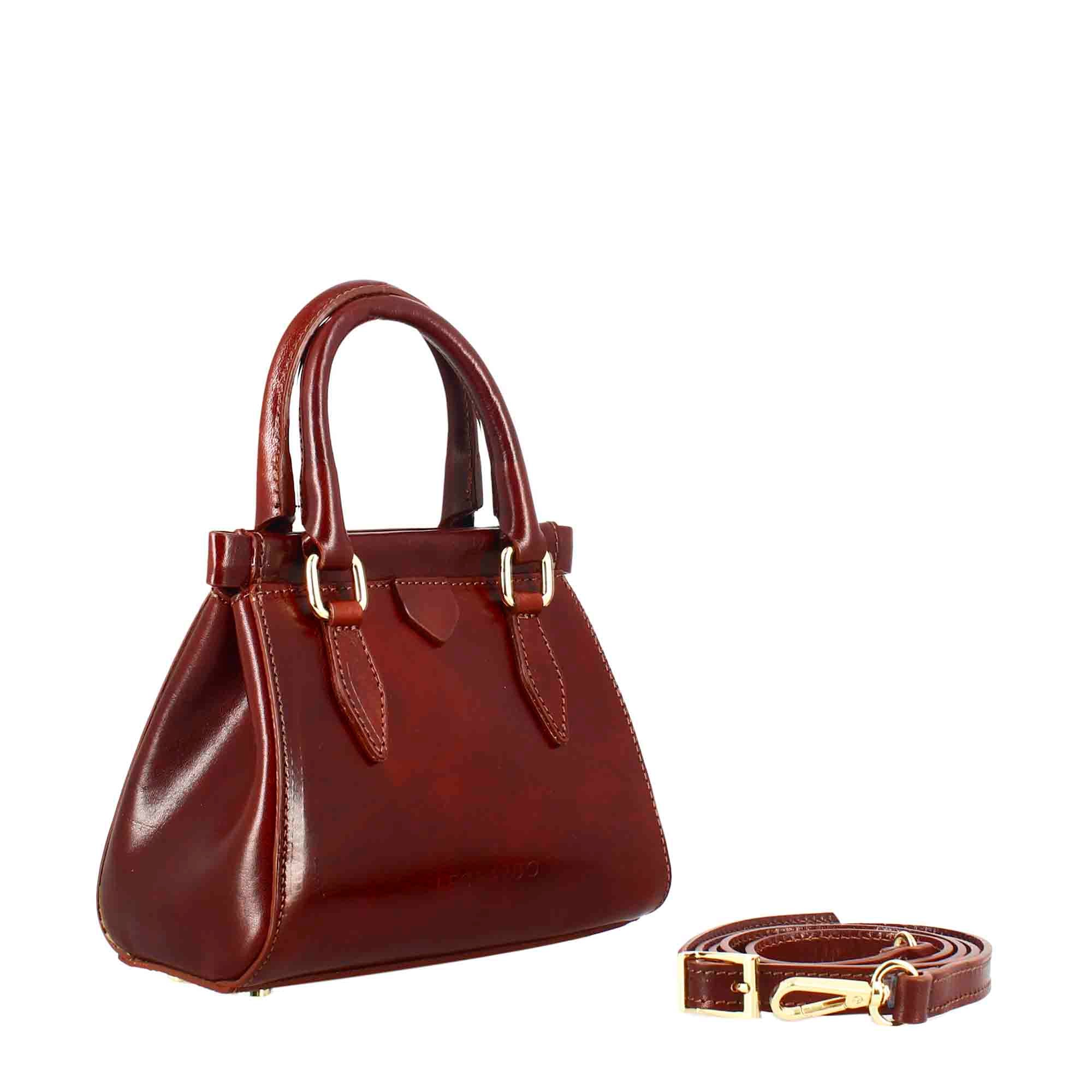 Fiorenza leather handbag with removable brown shoulder strap