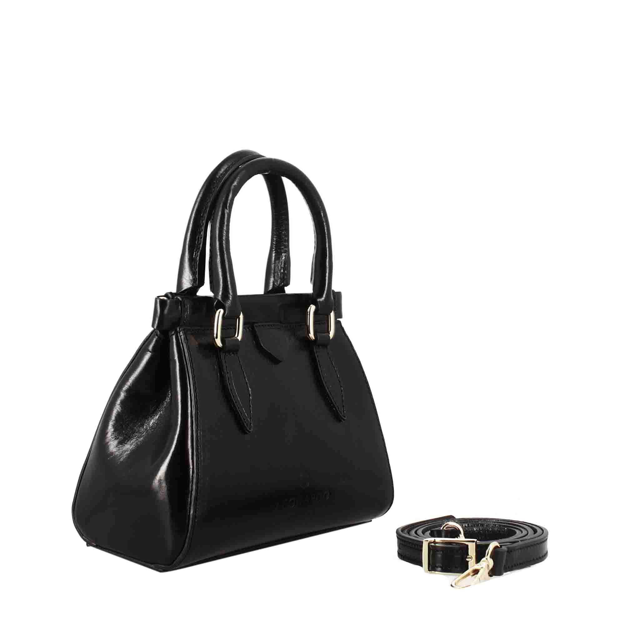 Fiorenza leather handbag with removable black shoulder strap