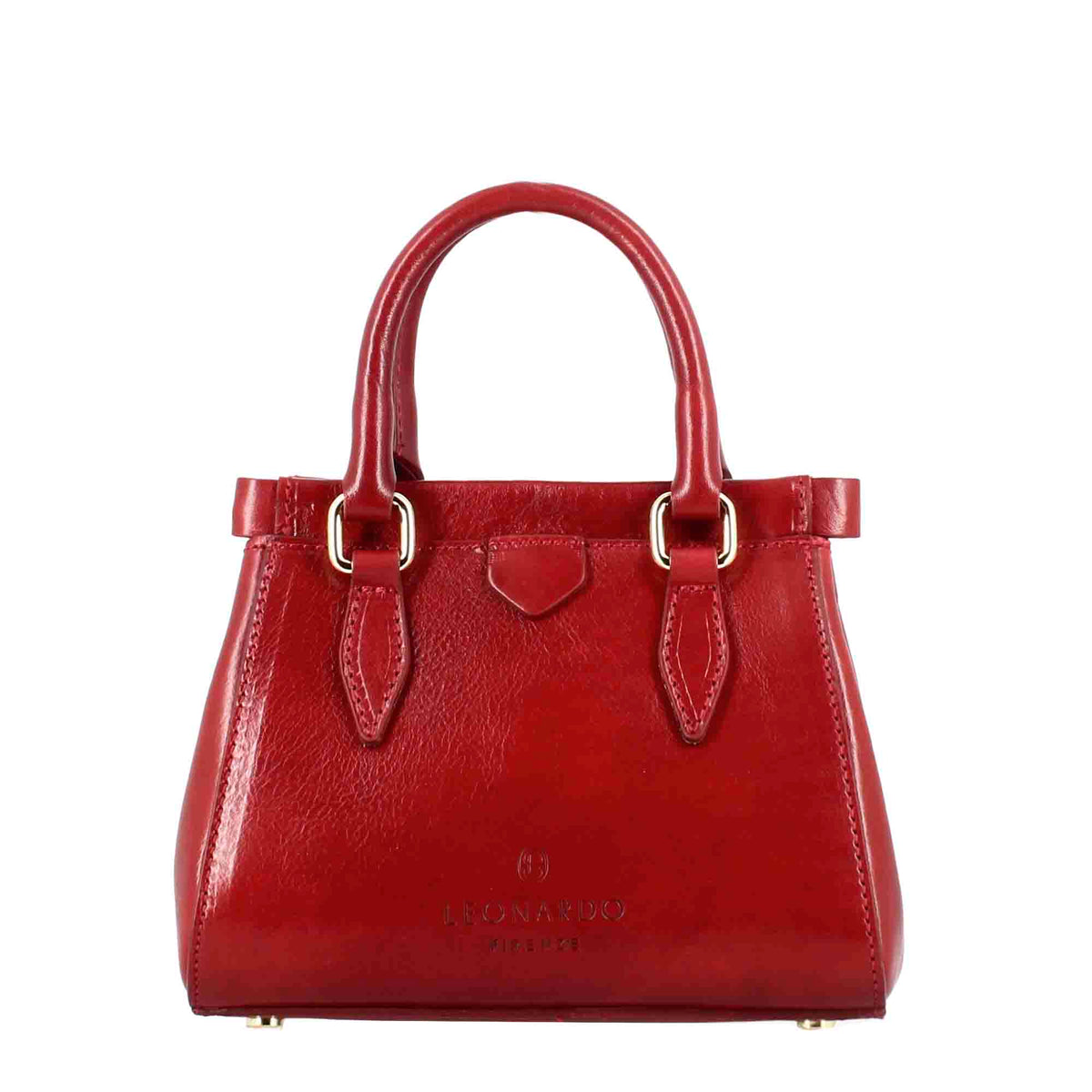 Fiorenza leather handbag with removable red shoulder strap