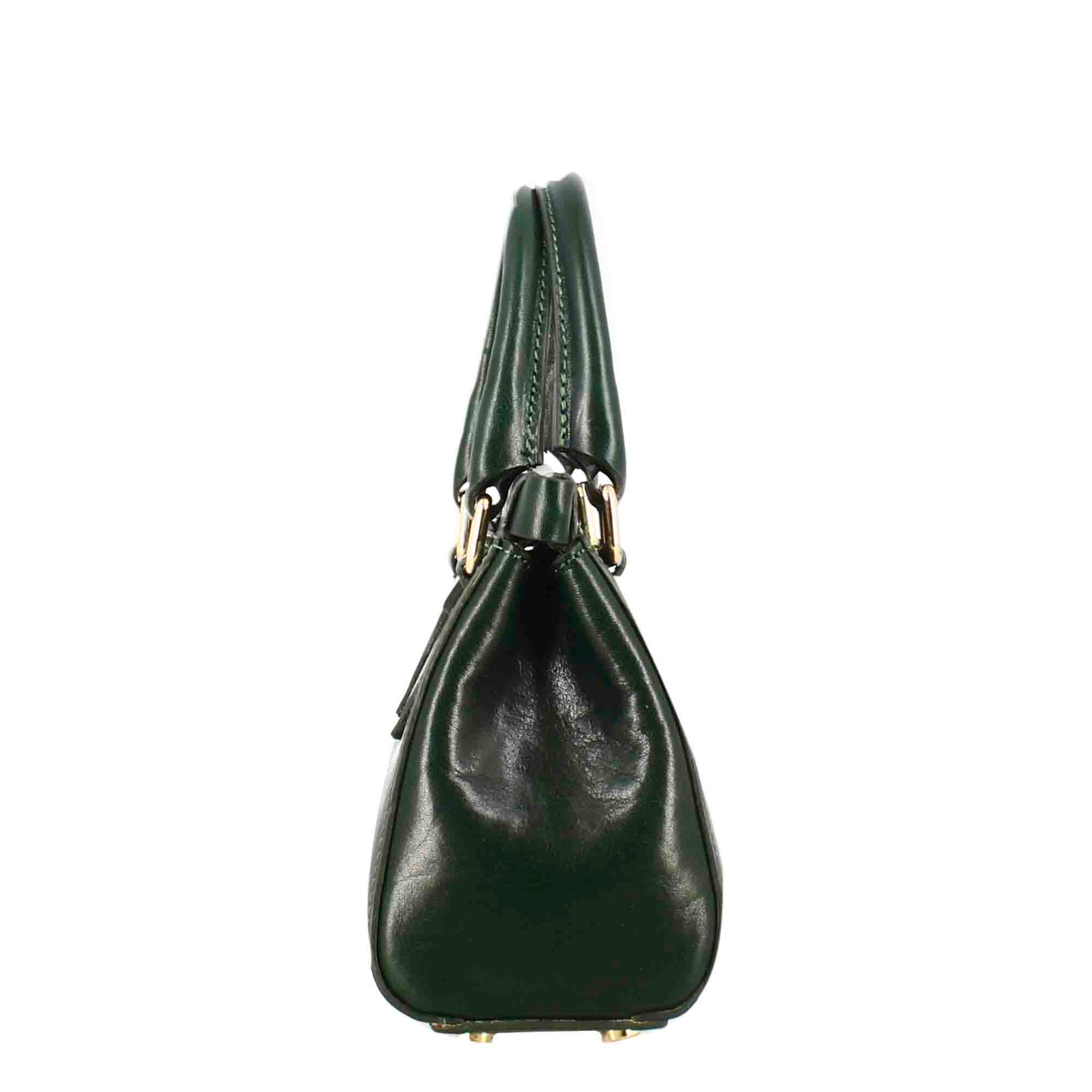 Fiorenza leather handbag with removable green shoulder strap